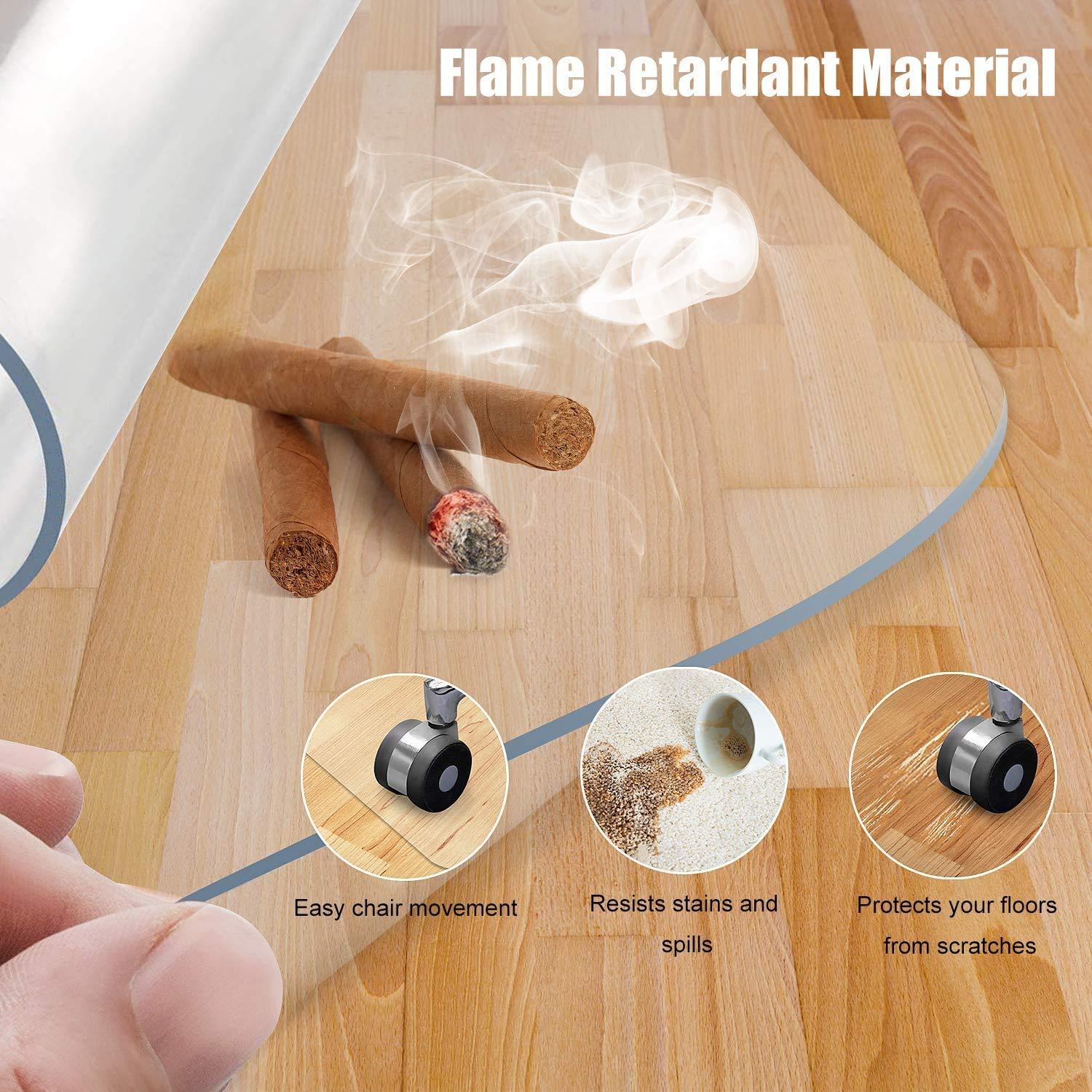 kibhous Office Mat for Hardwood Floor, 36" x 48" Rectangle Clear Chair Mat ,Matte, PVC