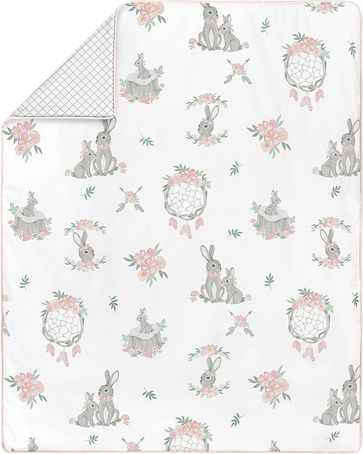 Bunny Floral 4 Piece Crib Bedding Set