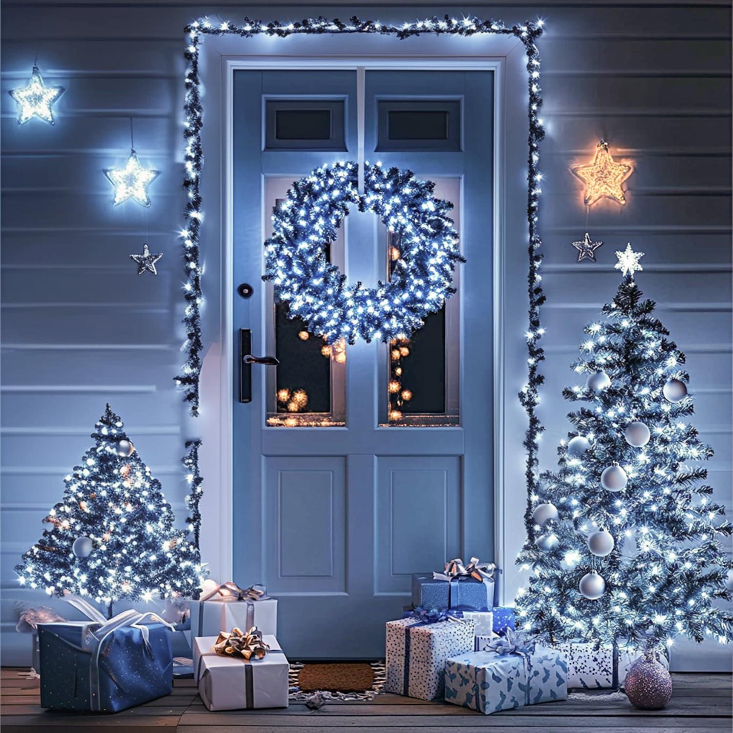 Sinhoon 100 LED Twinkle Fairy Light String 33 Feet 8 Modes White & Tail Plug Holiday Decoration