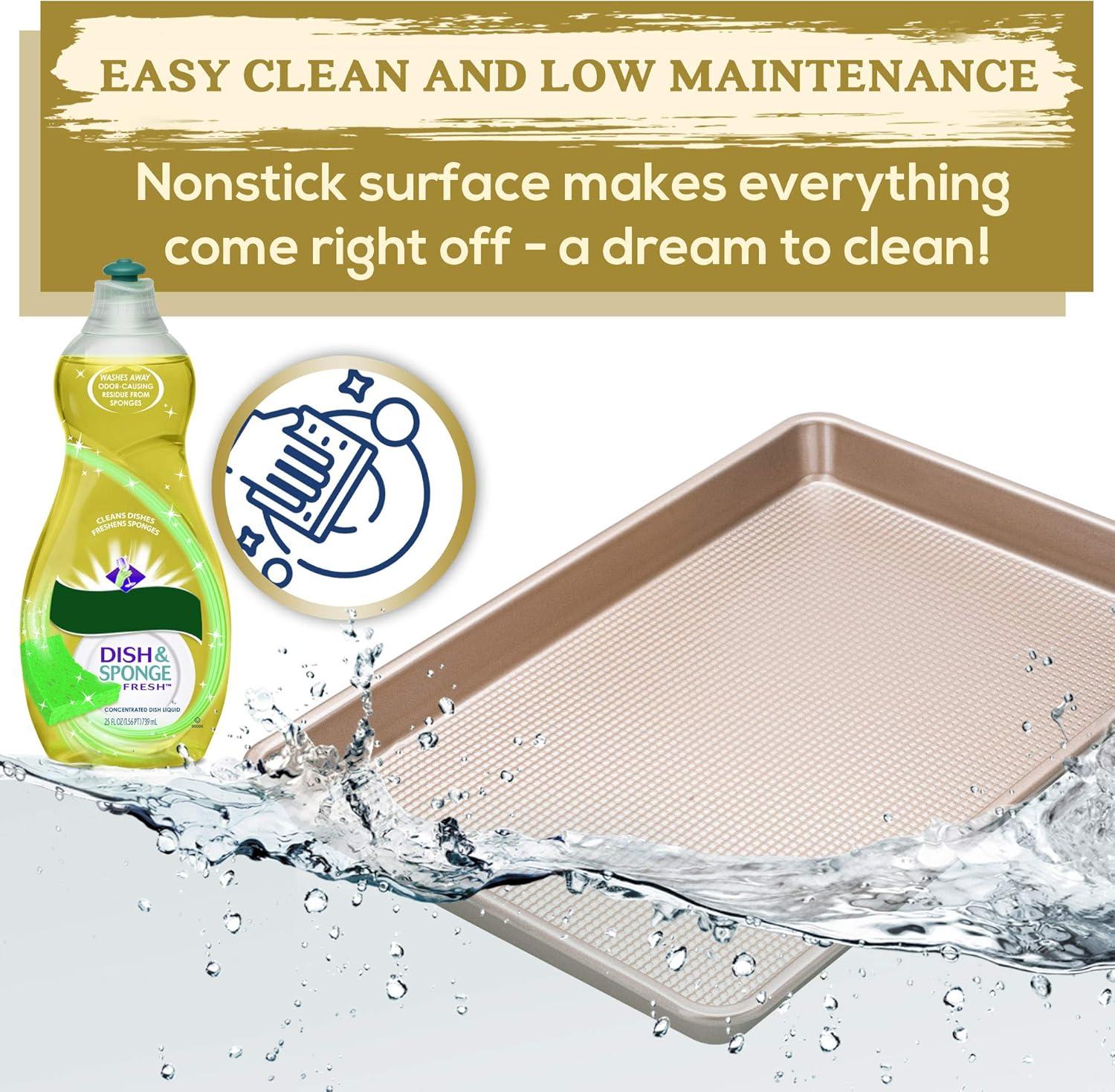 Ultra Cuisine Nonstick Half Sheet Baking Pan - Food Safe Coating, Warp & Scratch Resistant Texture for Airflow, & Carbon Steel Design Durable for Professional Quality Roasting, Size 13 x 18 inch