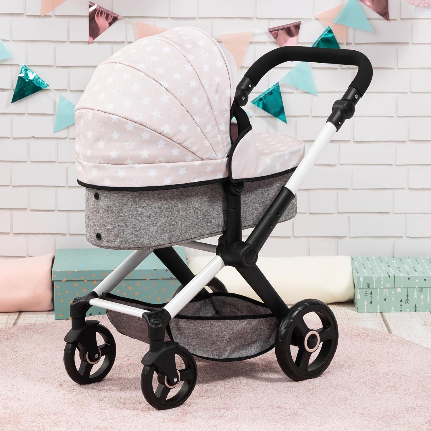 Bayer Design Convertible Doll Strollers Grey and White Stars