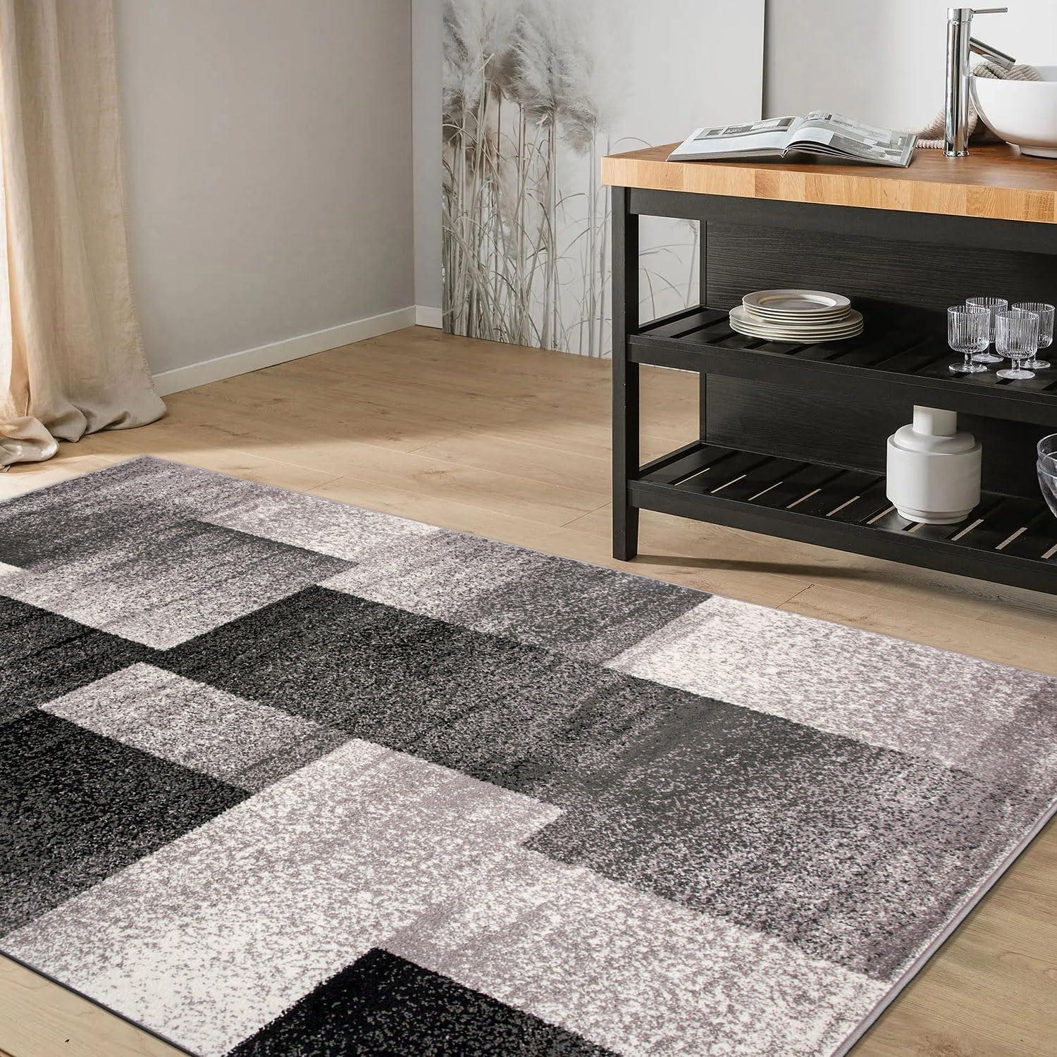 World Rug Gallery Contemporary Modern Geometric Boxes Area Rug