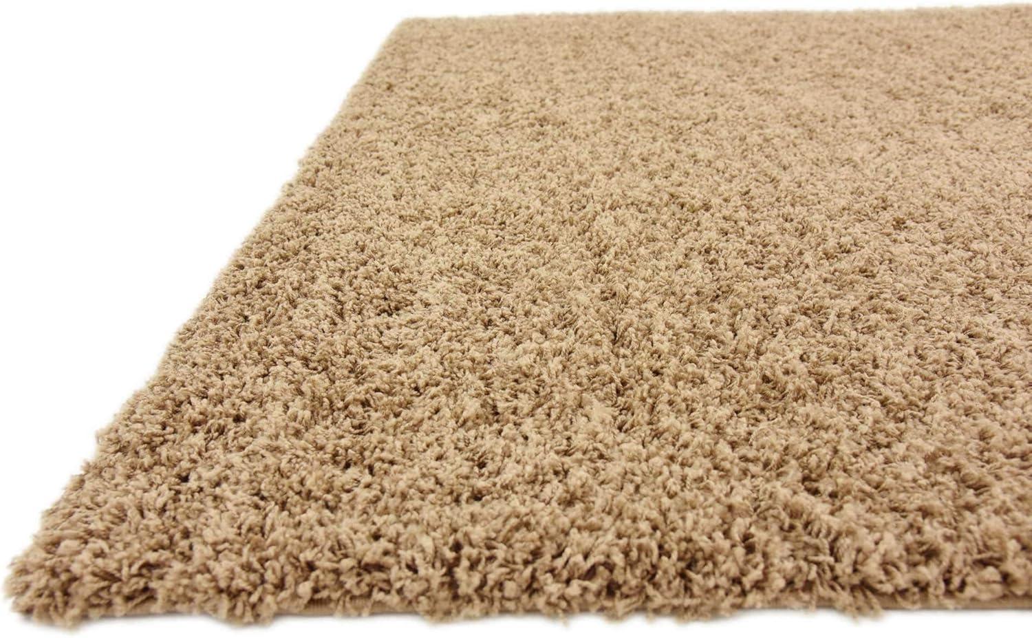 Sandy Brown Square Shag Rug with Easy Care