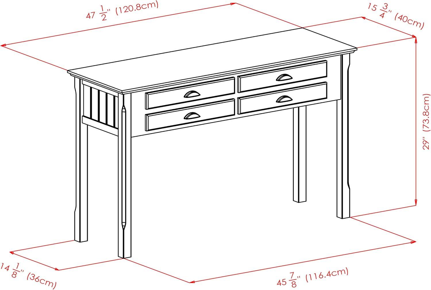 Winsome Wood Timber Console Table with Four Drawers, Black Finish