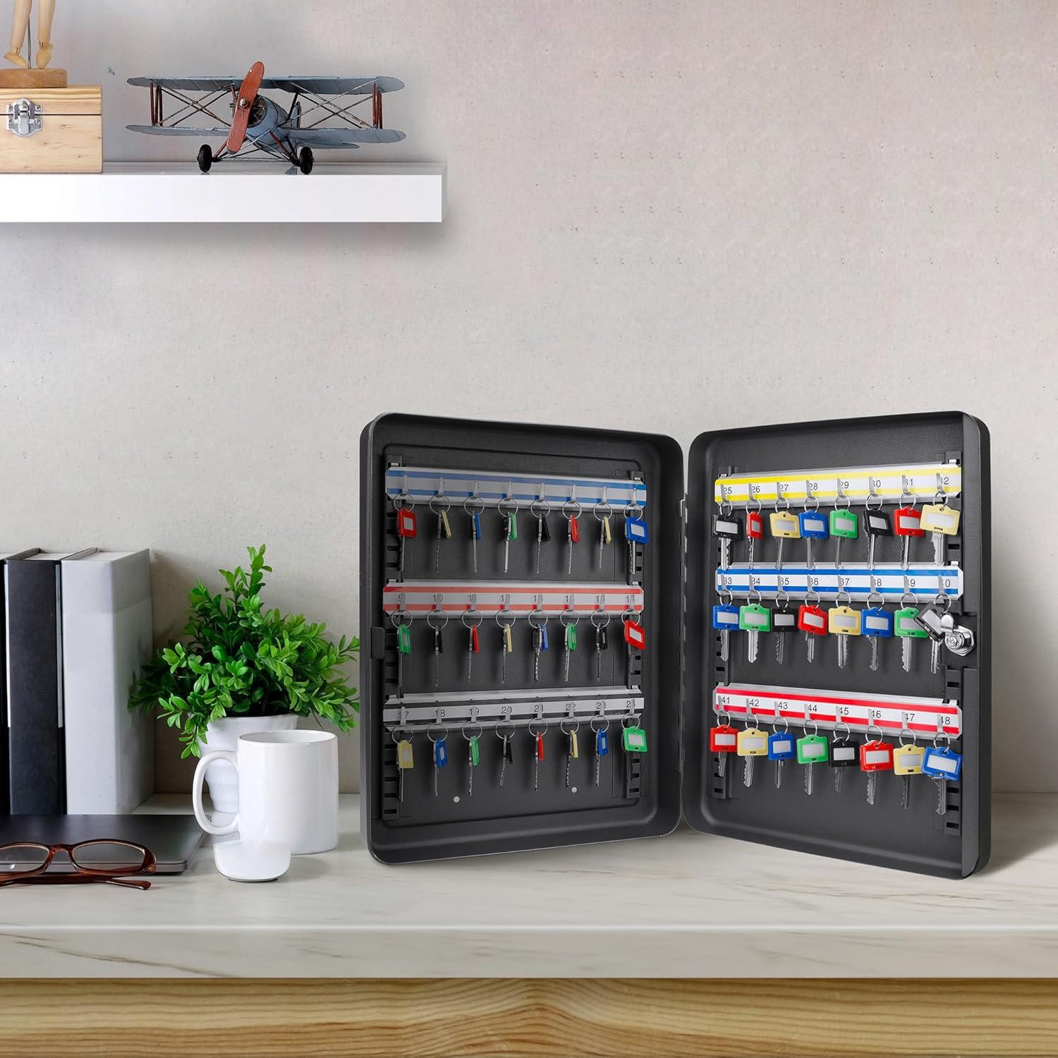 Barska Adjustable Key Cabinet Lock Box with Colorful Key Tag Labels - 48 Position - Key Lock