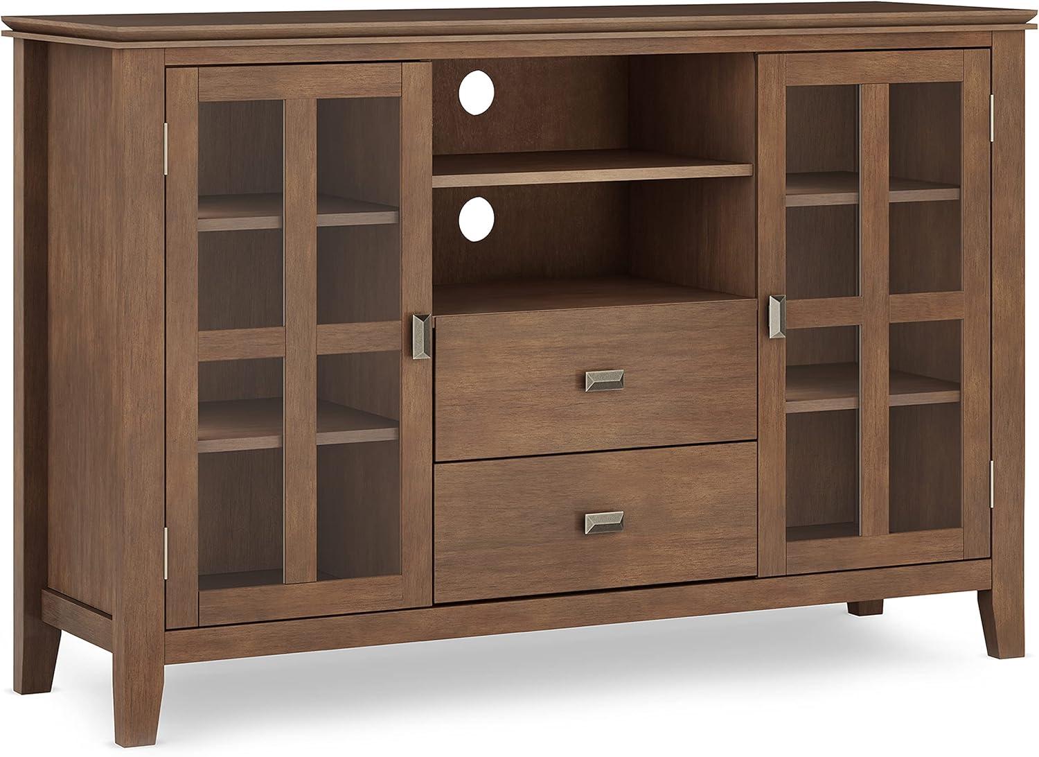 Simpli Home Artisan 53"W Solid Wood Contemporary Tall TV Stand for TVs up to 60" with Adjustable Shelves