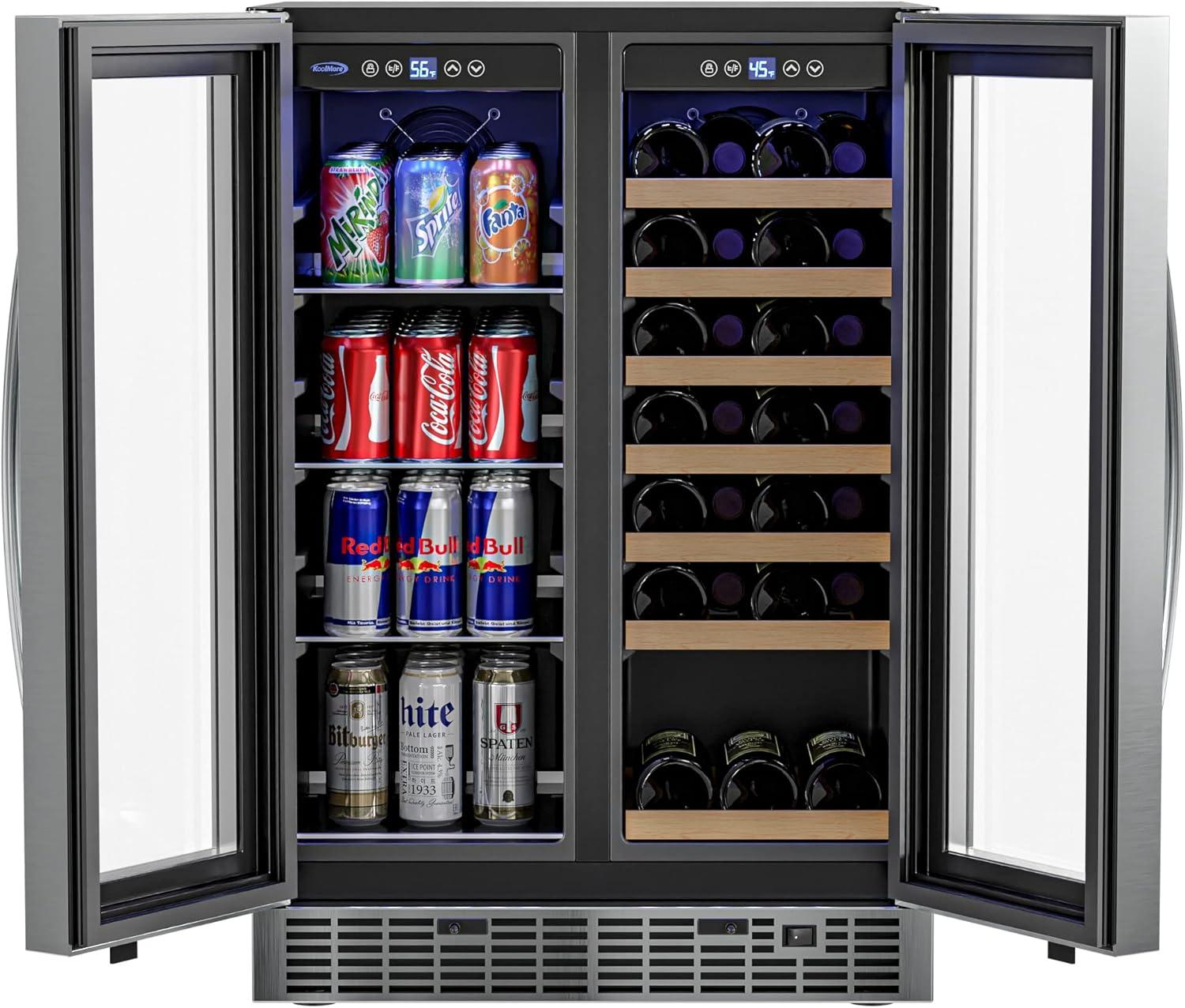 KoolMore Koolmore 24 in. Width 21 Bottles and 60 Cans Dual Zone Freestanding/Built-In Wine & Beverage Refrigerator.