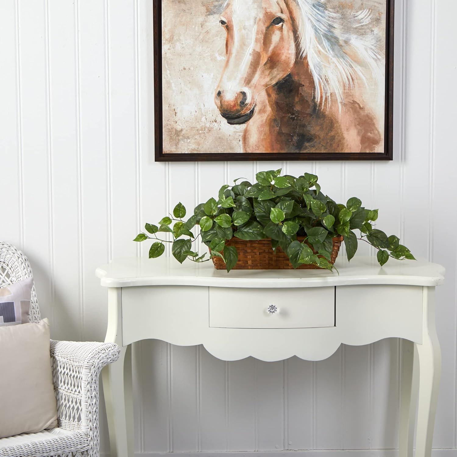 Nearly Natural Pothos with Ledge Basket