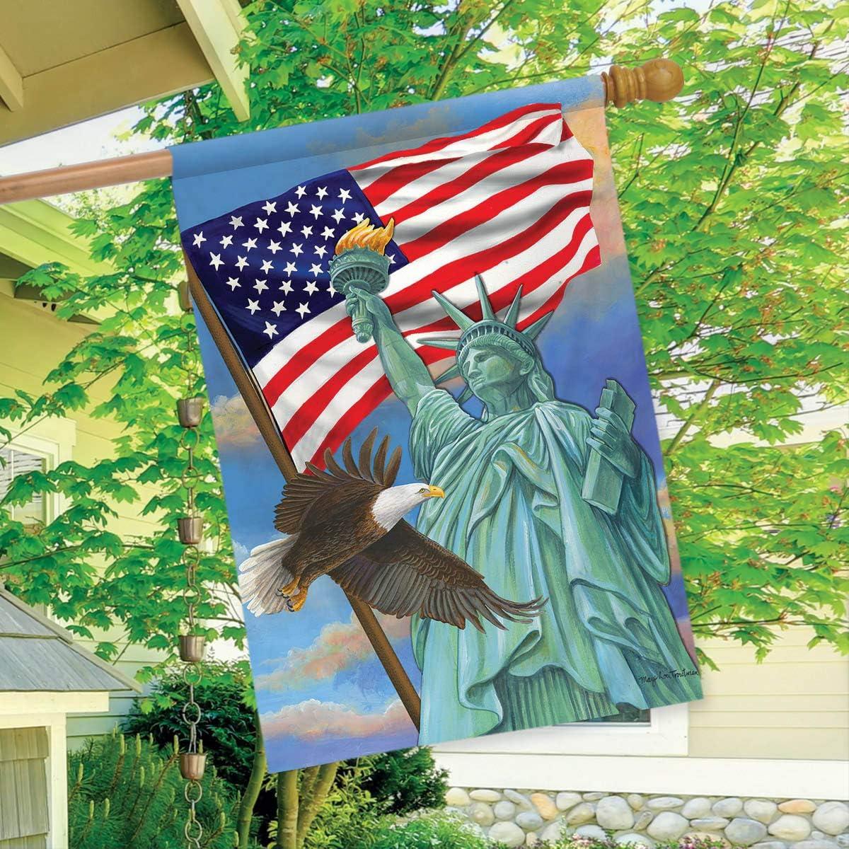 Briarwood Lane Symbols of Freedom Patriotic House Flag Statue of Liberty Eagle 28" x 40"