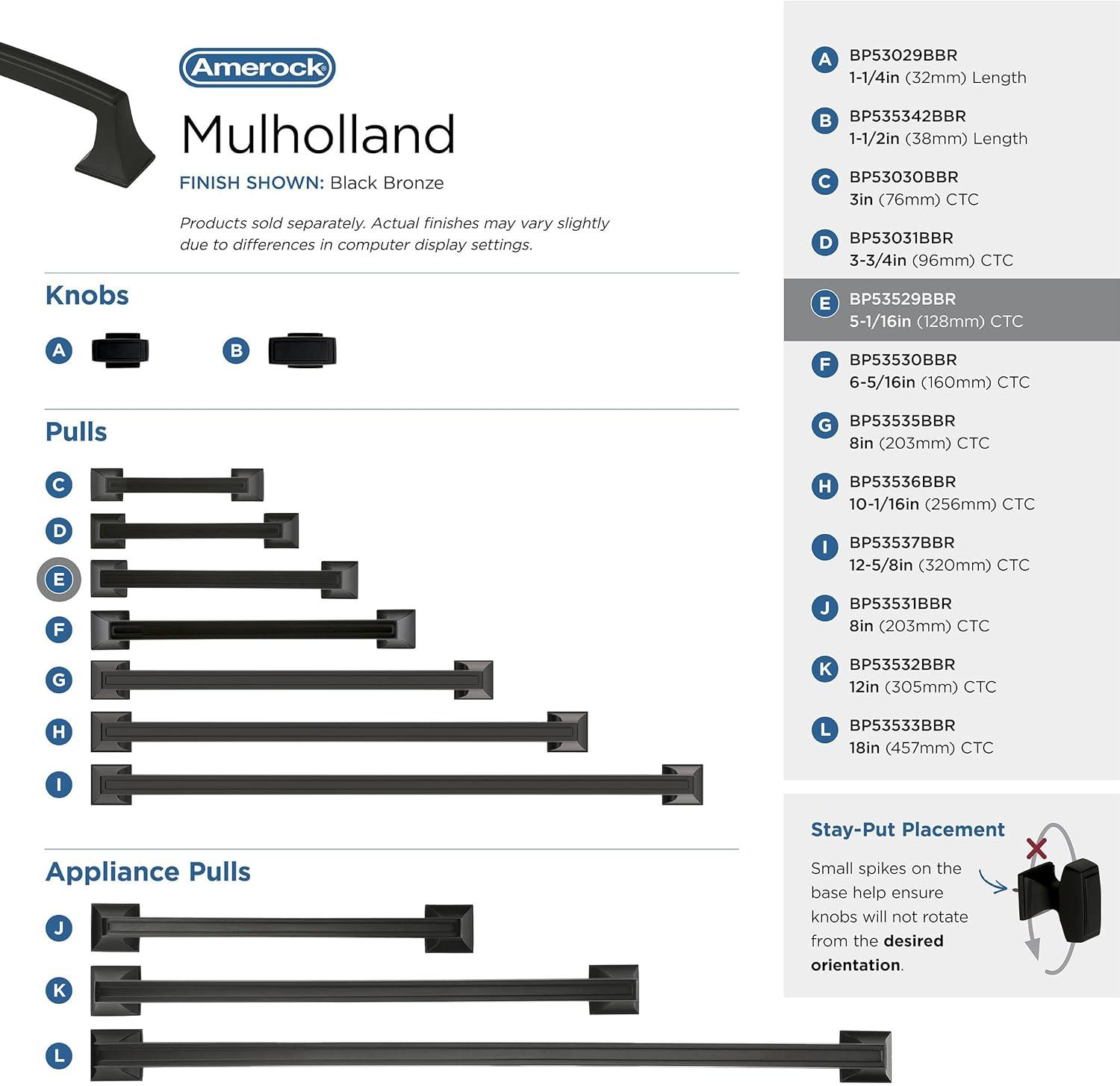 Mulholland - 5 1/16" Center to Center Bar Pull