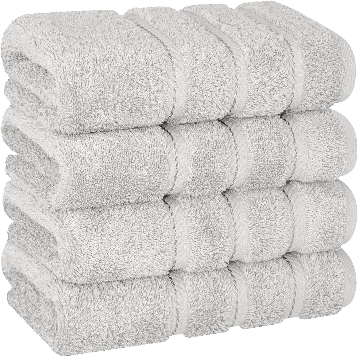 American Soft Linen Luxury Turkish 4 Piece Hand Towel Set, 100% Cotton  16x28 inches Soft and Quick Dry Hand Towels for Bathroom