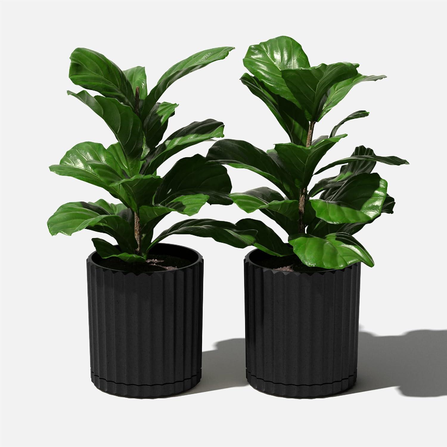 Veradek Mason Series Demi 6" Plastic-Stone Planter 2-Pack Black