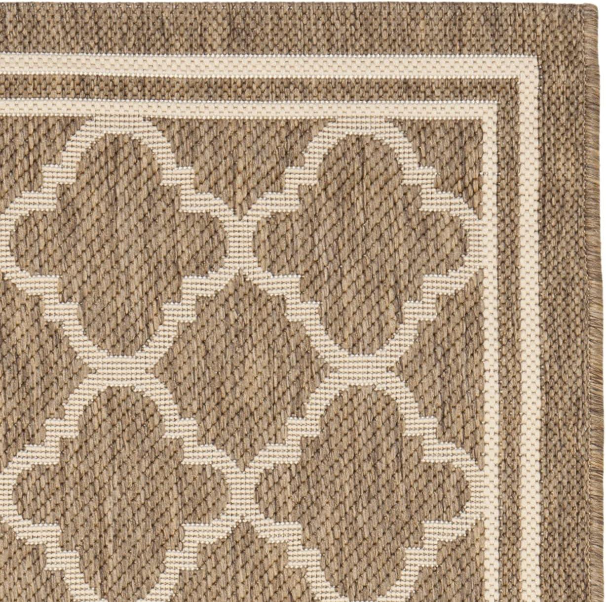 SAFAVIEH Courtyard Alina Geometric Quatrefoil Indoor/Outdoor Area Rug, Brown/Bone, 2'7" x 5'