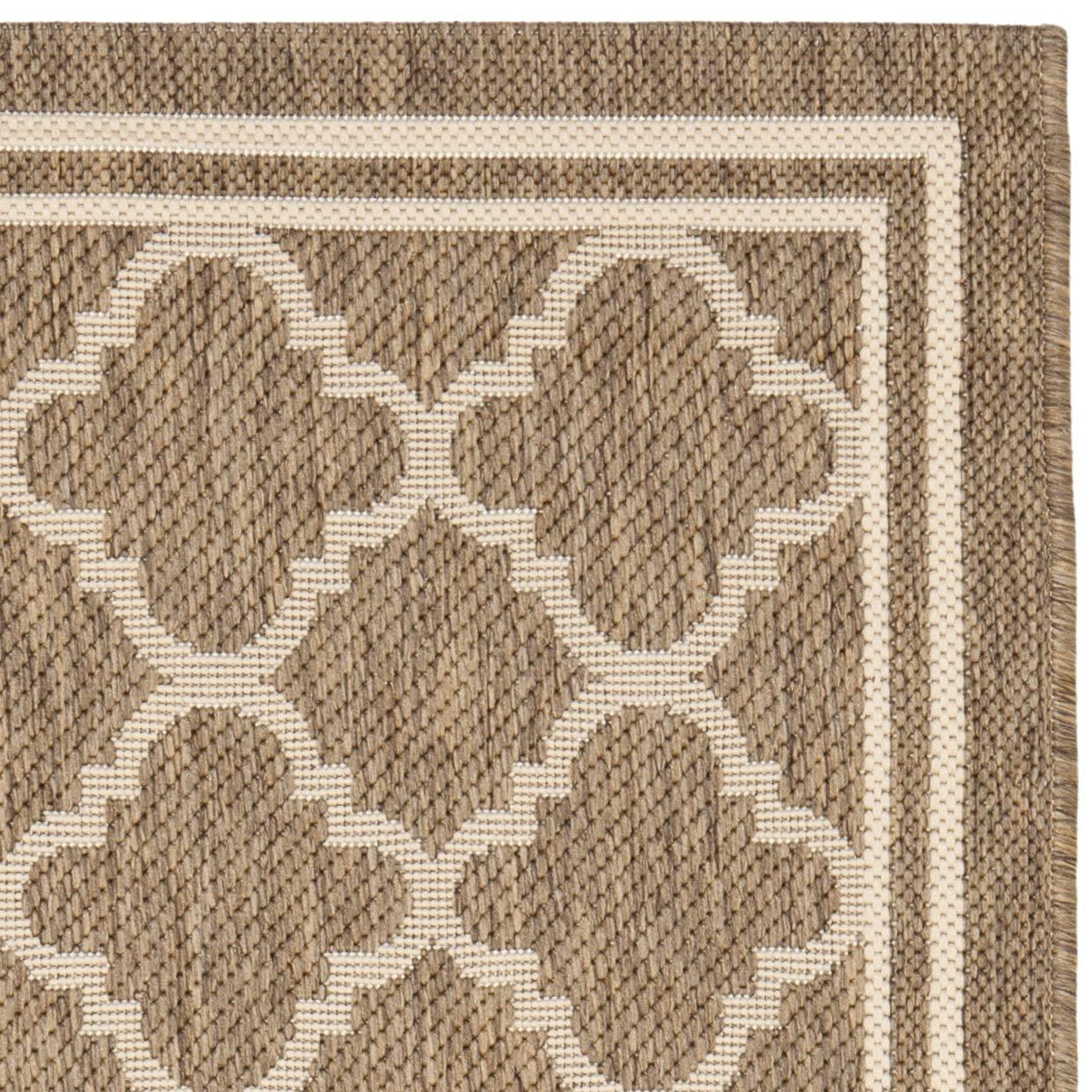 SAFAVIEH Courtyard Alina Geometric Quatrefoil Indoor/Outdoor Area Rug, Brown/Bone, 2'7" x 5'