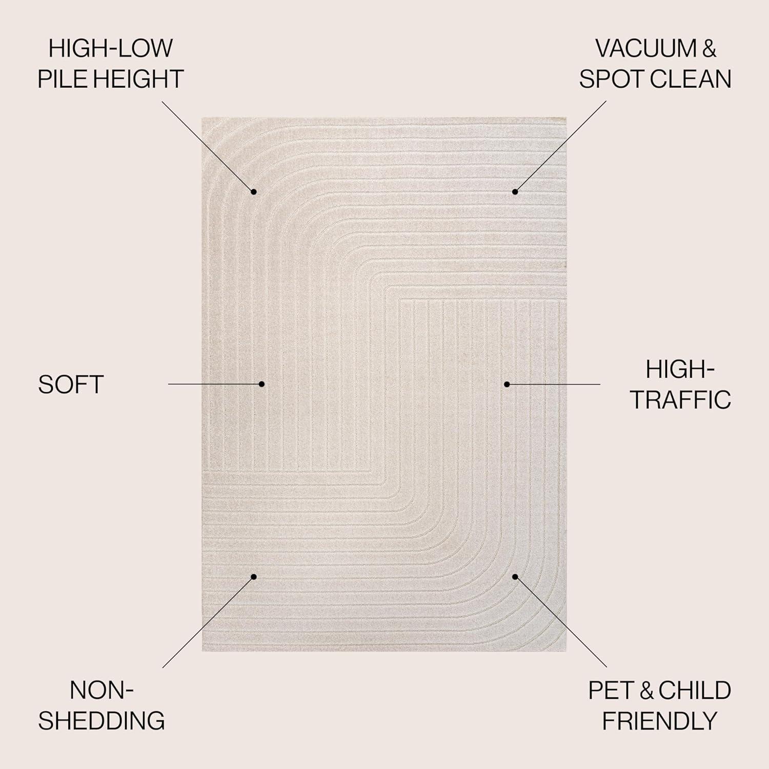 JONATHAN Y Odense High-Low Minimalist Angle Geometric Ivory/Cream 4 ft. x 6 ft. Indoor/Outdoor Area Rug