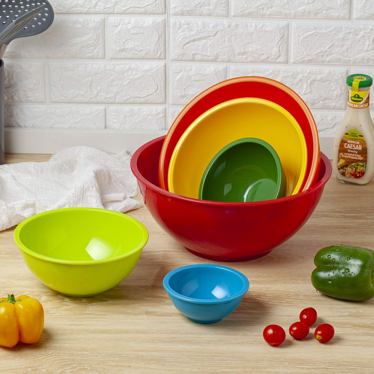 Colorful Plastic Nesting Mixing Bowls Set, 6-Piece