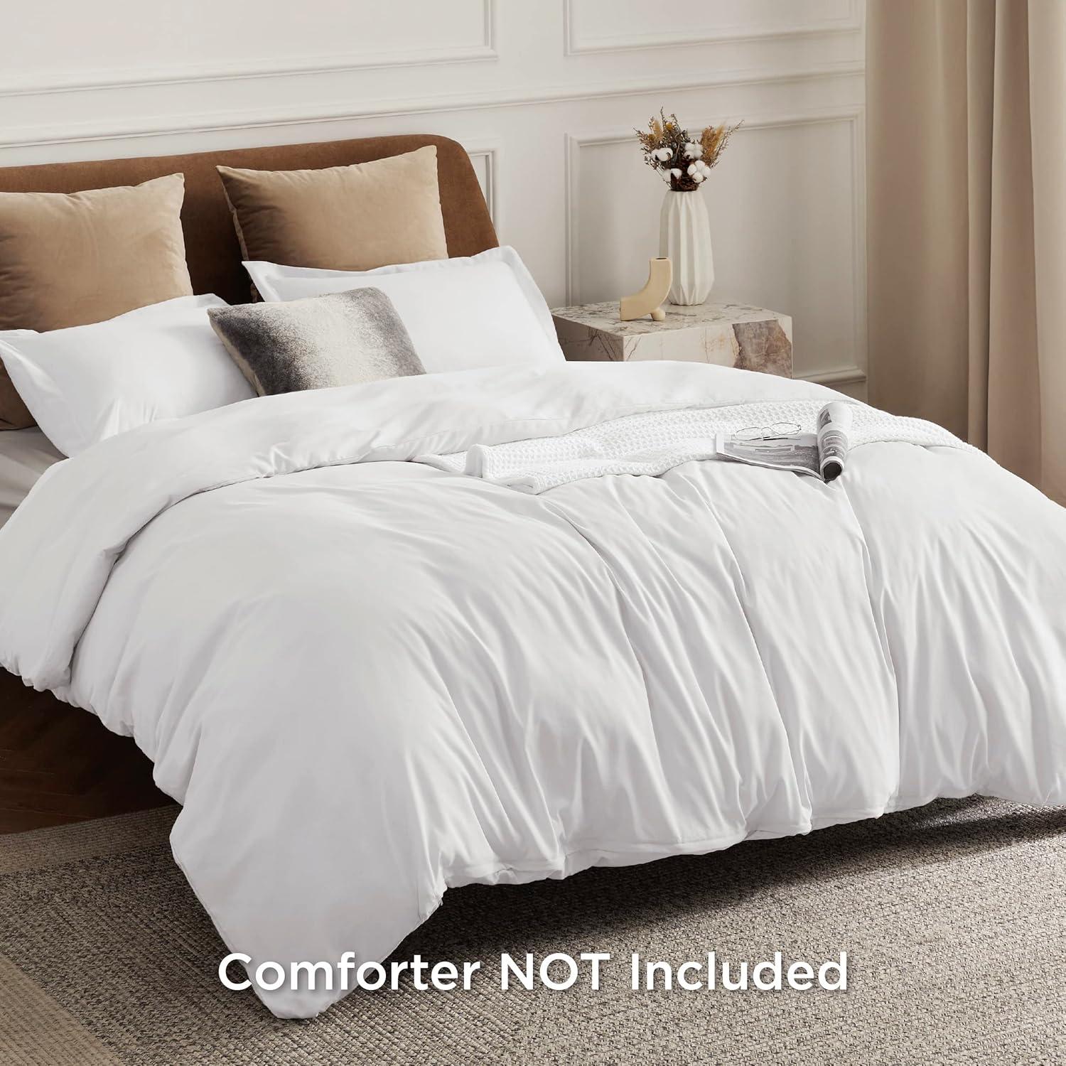 White Microfiber Full Duvet Cover Set with Zipper Closure