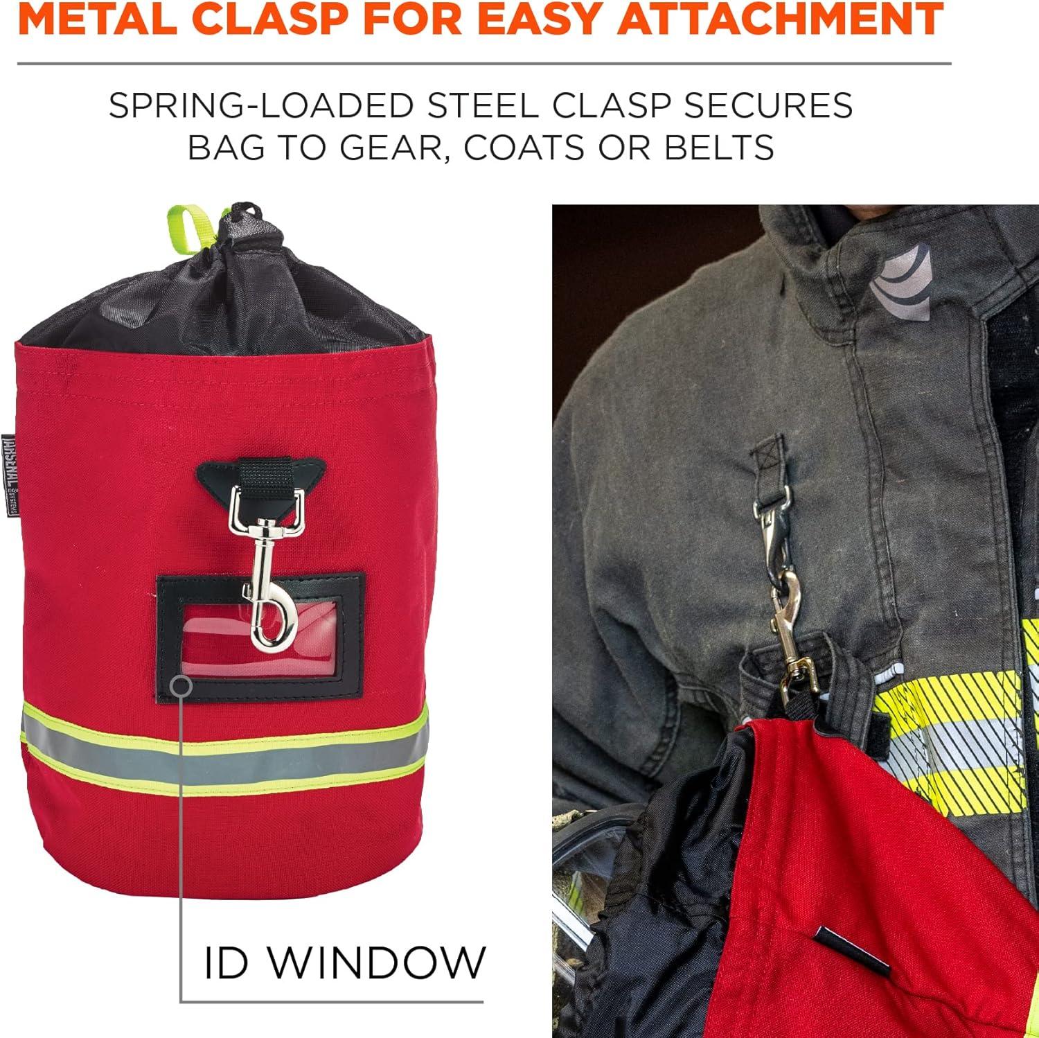 Arsenal Red Nylon Firefighter SCBA Mask Bag with Drawstring Closure