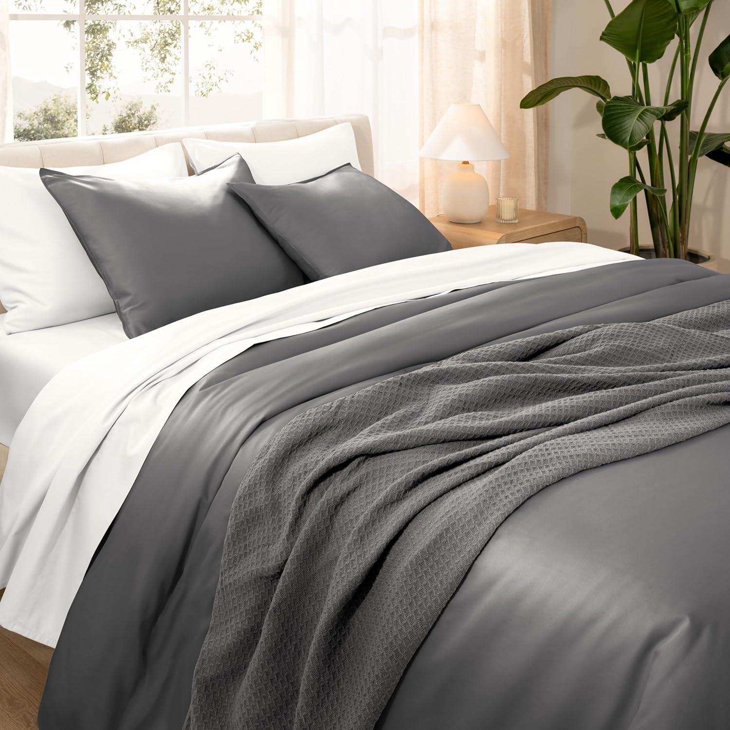Bare Home 400 Thread Count Organic Cotton Sateen Duvet Cover Set
