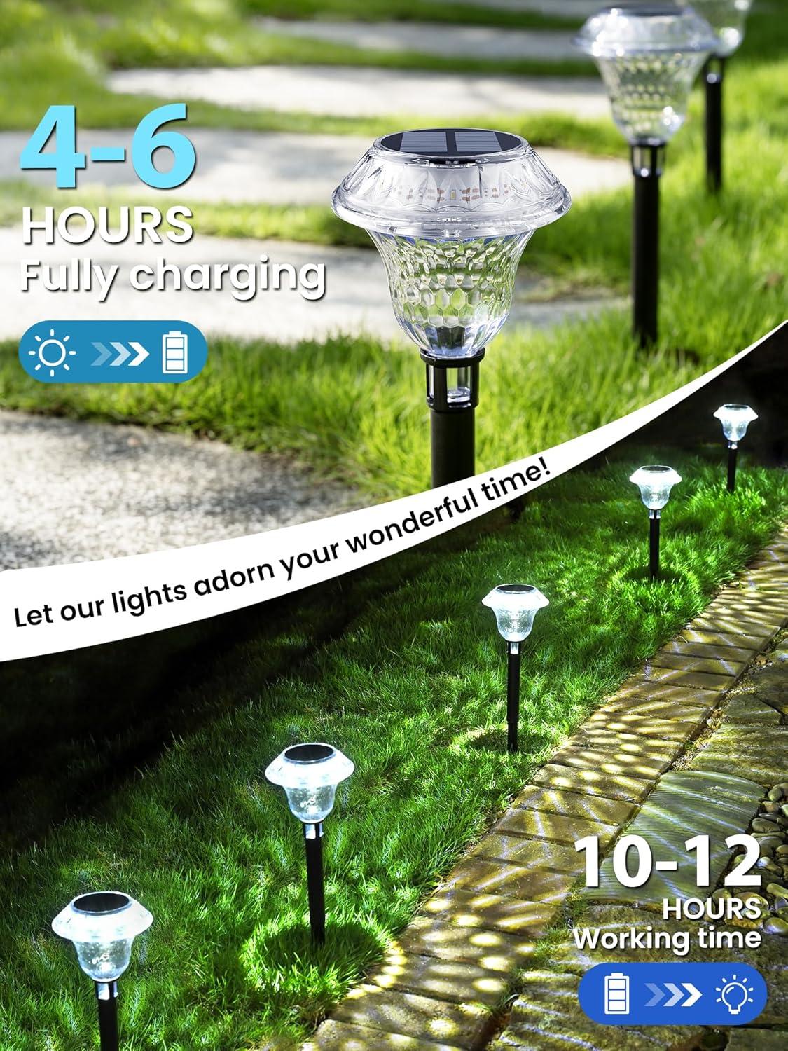 YTKUS 6 Pack Solar Pathway Lights Solar Garden Lights Outdoor LED Waterproof Color Changing Outdoor Solar Lights for Yard Garden Decor Outside Decor,Warm White