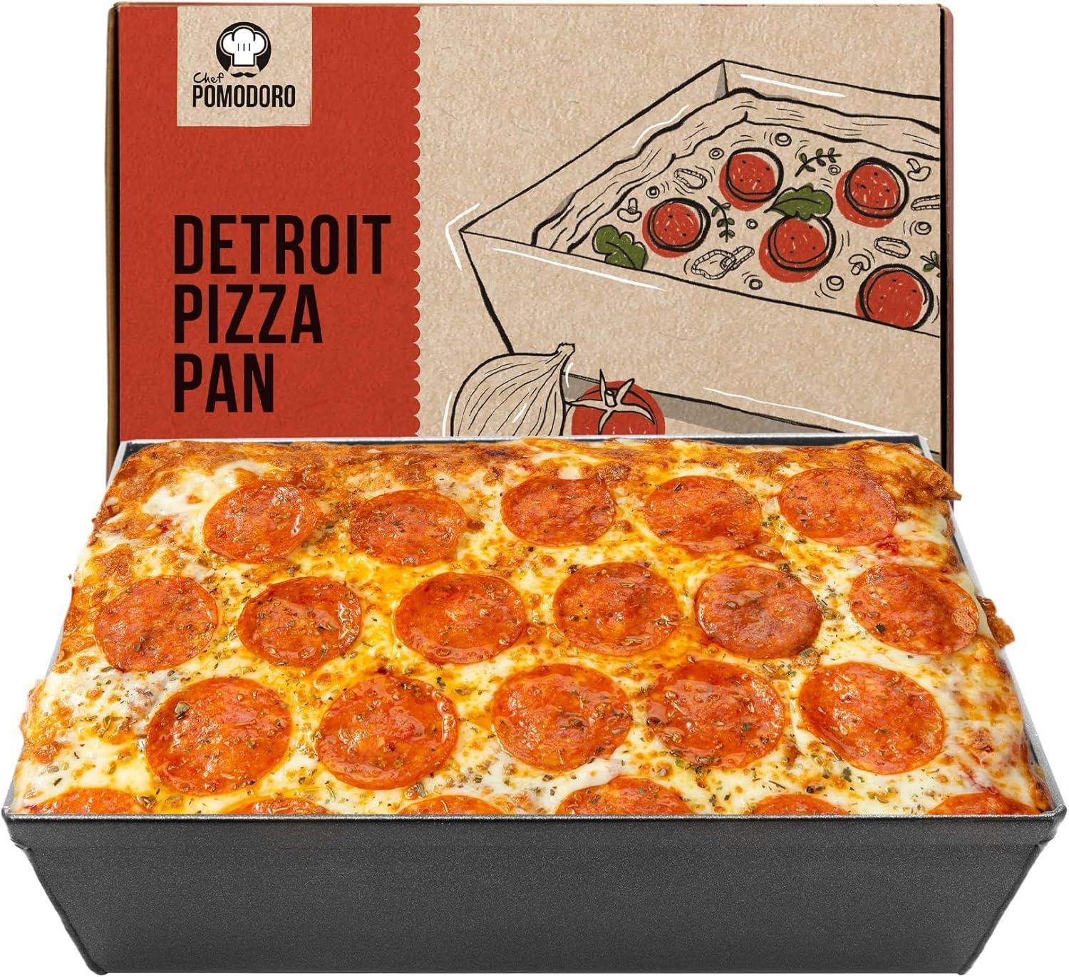 Chef Pomodoro 10 x 8 Inch Hard Anodized Aluminum Detroit Pizza Pan