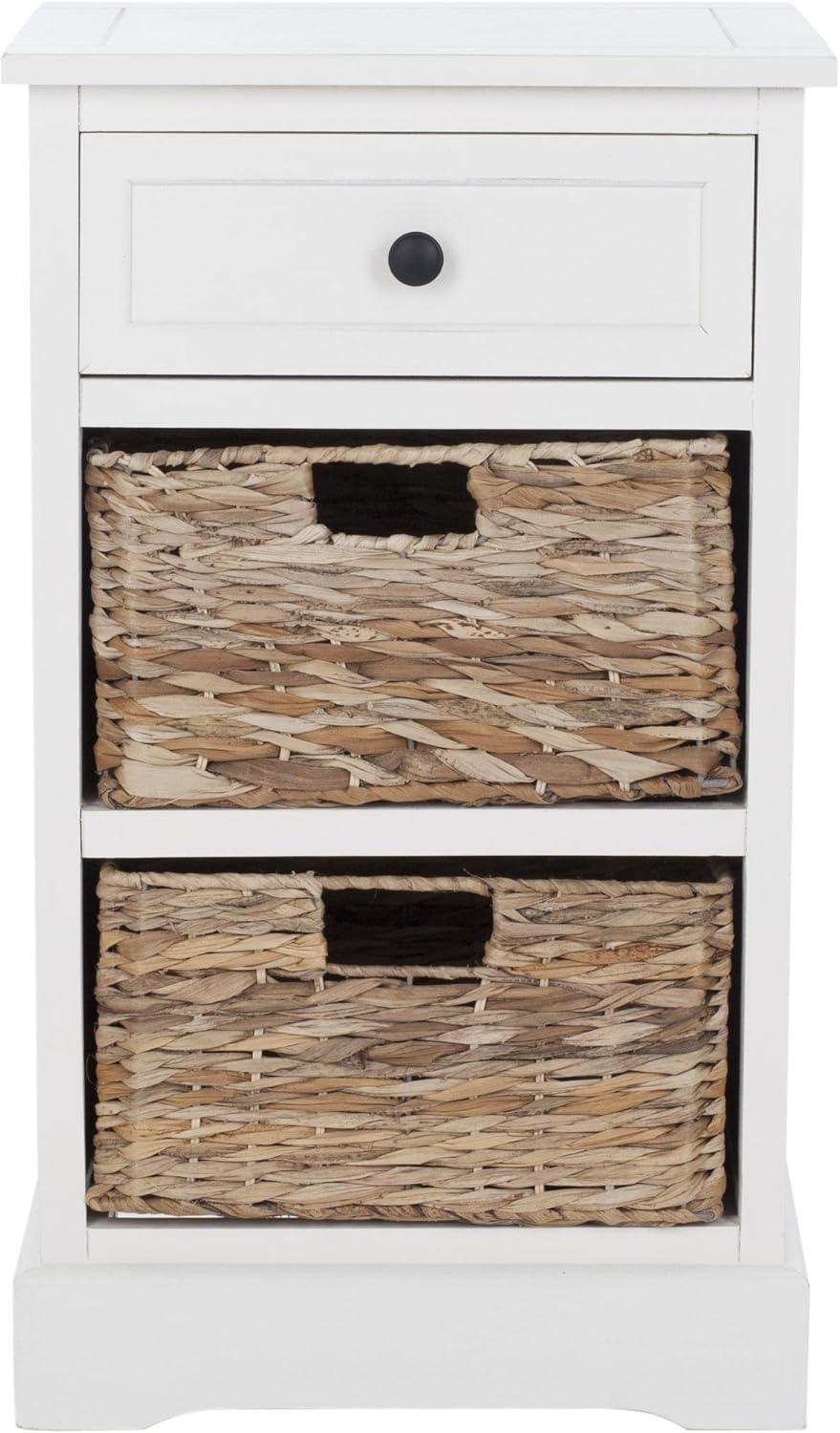 Carrie Side Storage Side Table - AMH5700C - Distressed Cream - Safavieh Couture