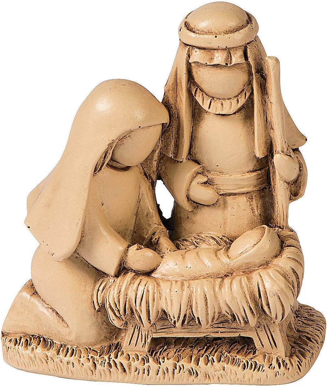 Mini Beige Resin Nativity Set with Card - 12 Pieces