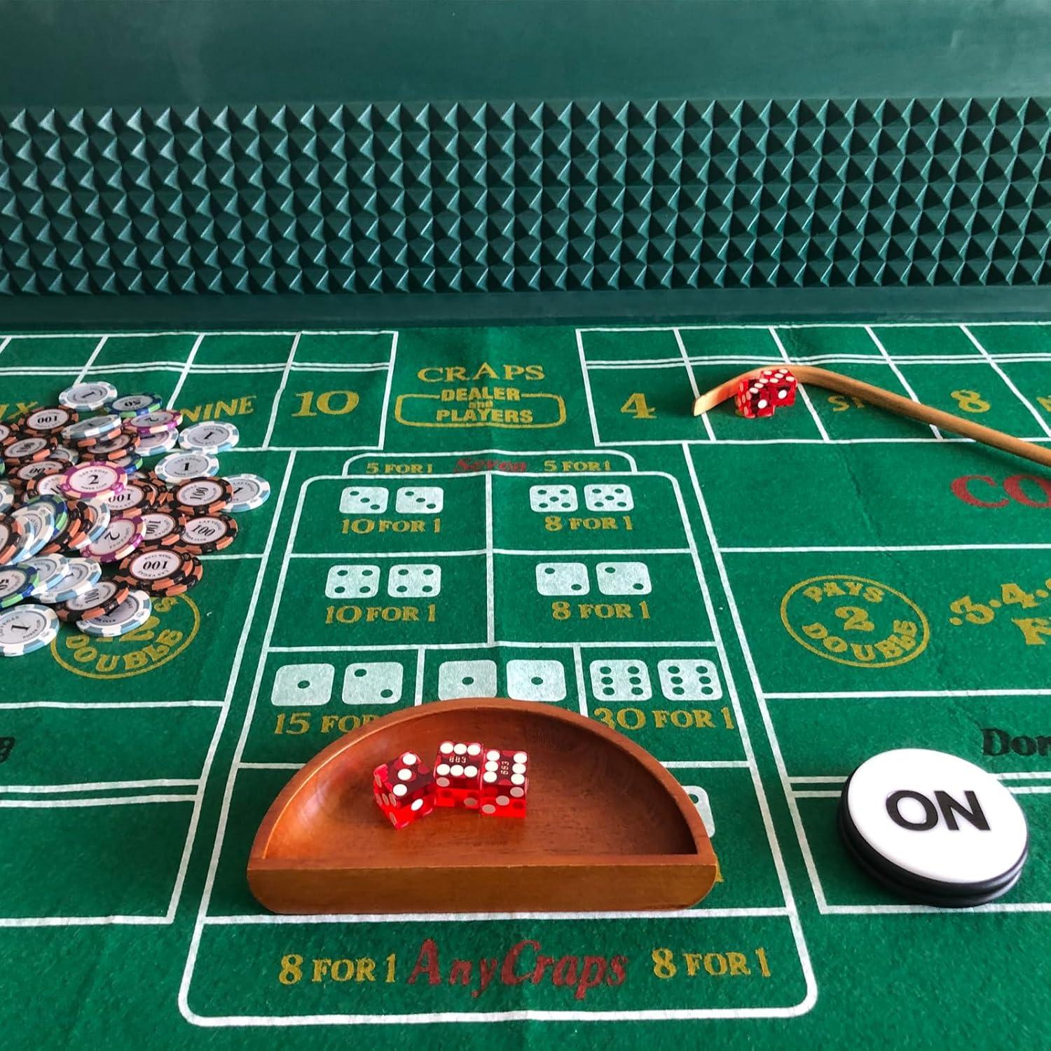 Craps Table Top Felt Layout - 36" x 72" Rectangle Las Vegas Style Green Casino Poker Table Cover Mat, Great for Poker Game Night Events Theme Party Fundraisers & Gatherings