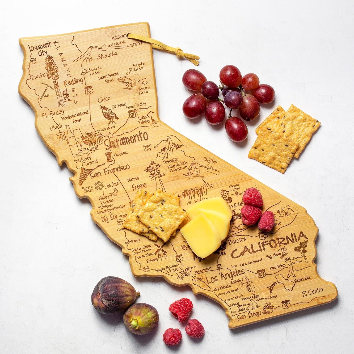 Totally Bamboo Destination California Cutting Board: State Grazing Board, Lightweight Bamboo, 14.25" x 11"
