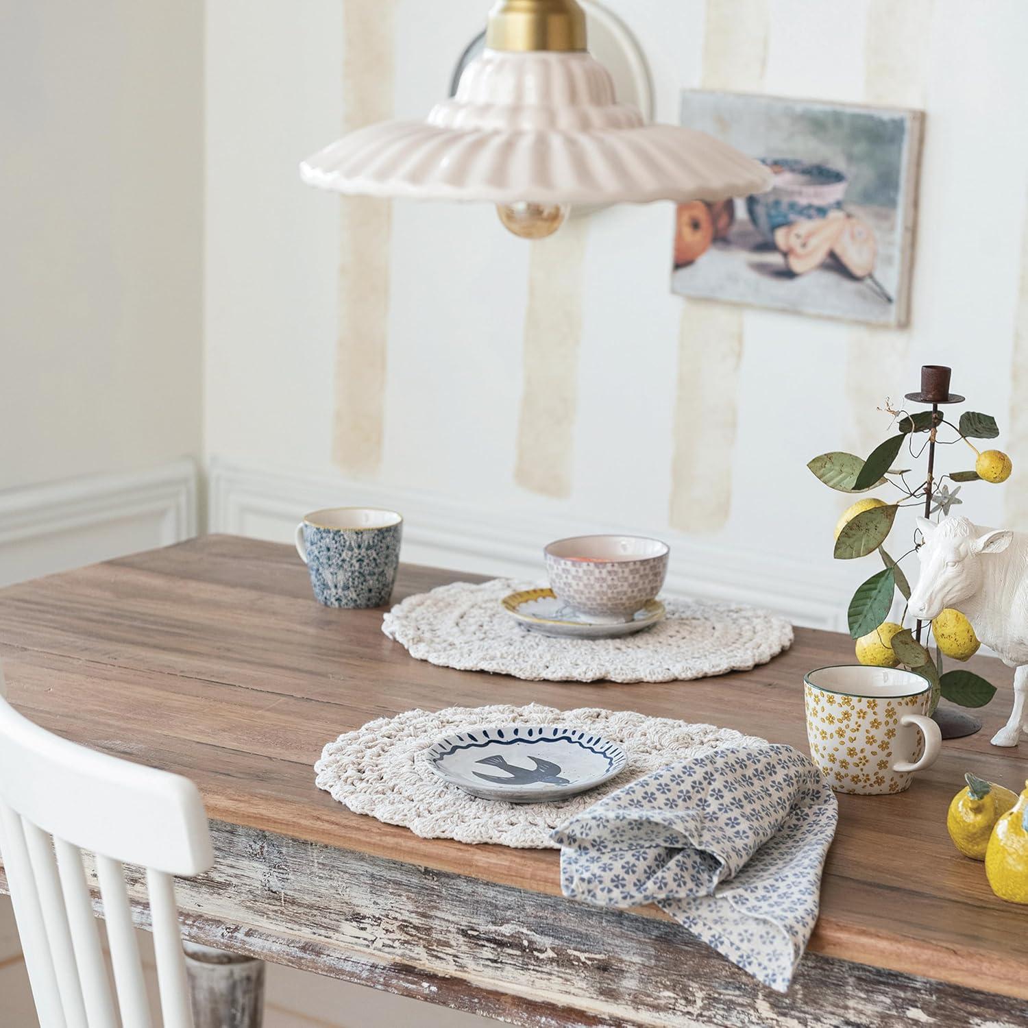 Cream Pleated Stoneware Pendant Lamp with Gold Accents