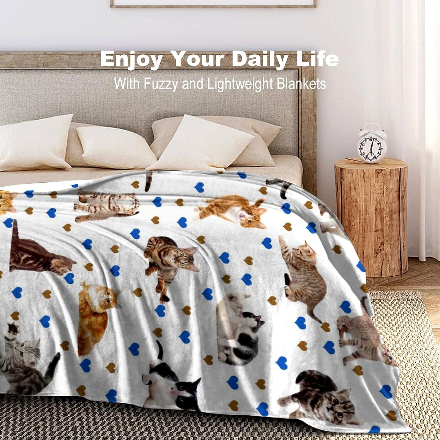 Cute Cat Blanket Super Soft Flannel Fleece Throw Blankets Kids Adults for Bedding Bedroom Living Rooms Sofa Full Season Gifts