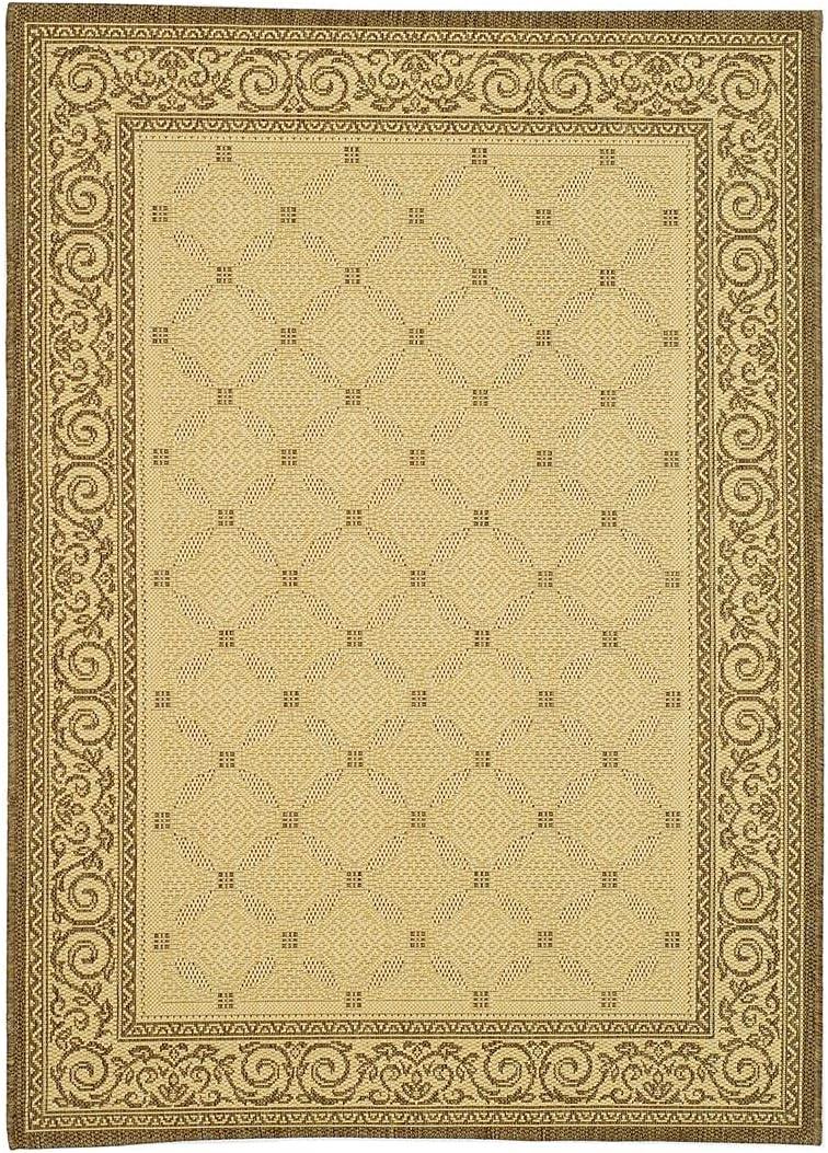 Courtyard CY1502 Power Loomed Indoor and Outdoor Area Rug - Natural/Brown - 4'x5'7" - Safavieh