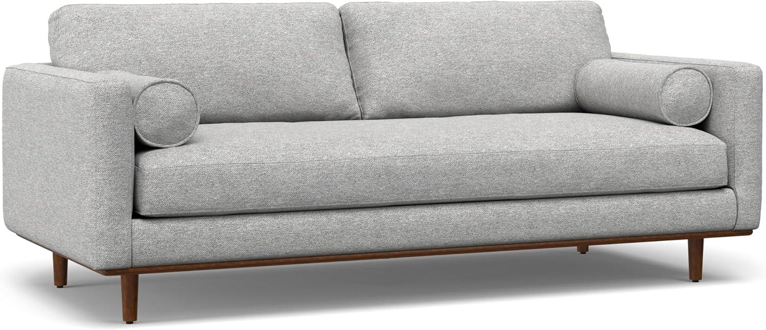 Simpli Home Morrison Mid-Century Modern 89 inch Wide Sofa in Mist Grey Woven-Blend Fabric