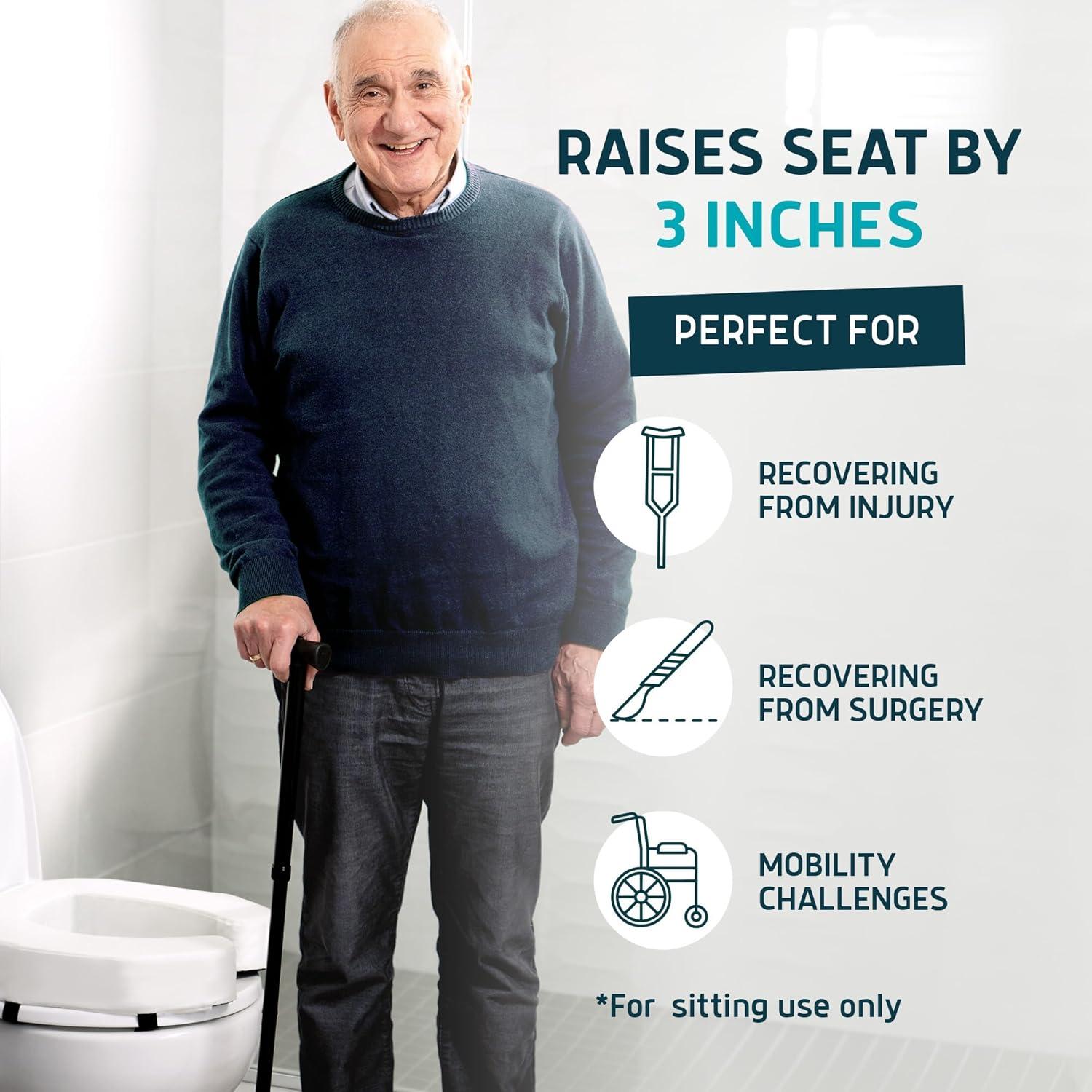 White High-Density Foam Raised Toilet Seat Cushion