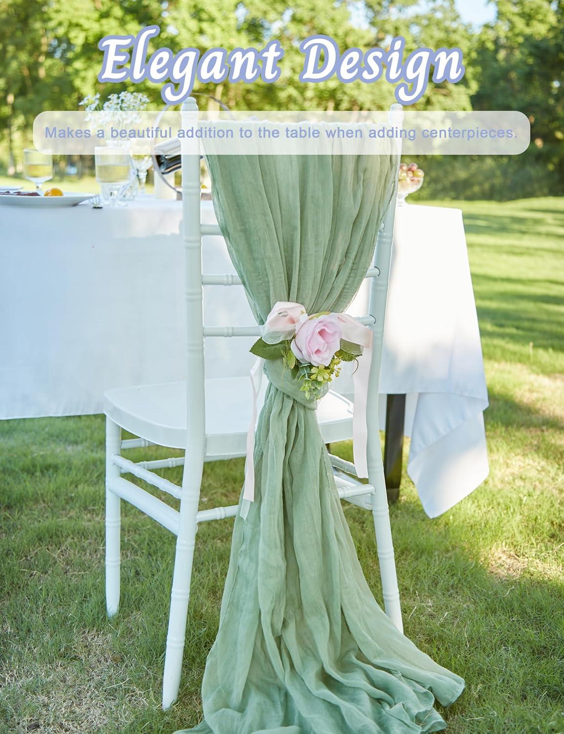 Mint Green Cheesecloth Table Runner 6 Pack 35" Boho Gauze Runner 120 inches Long Tablecloth Runner Rustic Sheer Fabric Bulk for Baby Shower Wedding Bridal Birthday Party Table Decorations