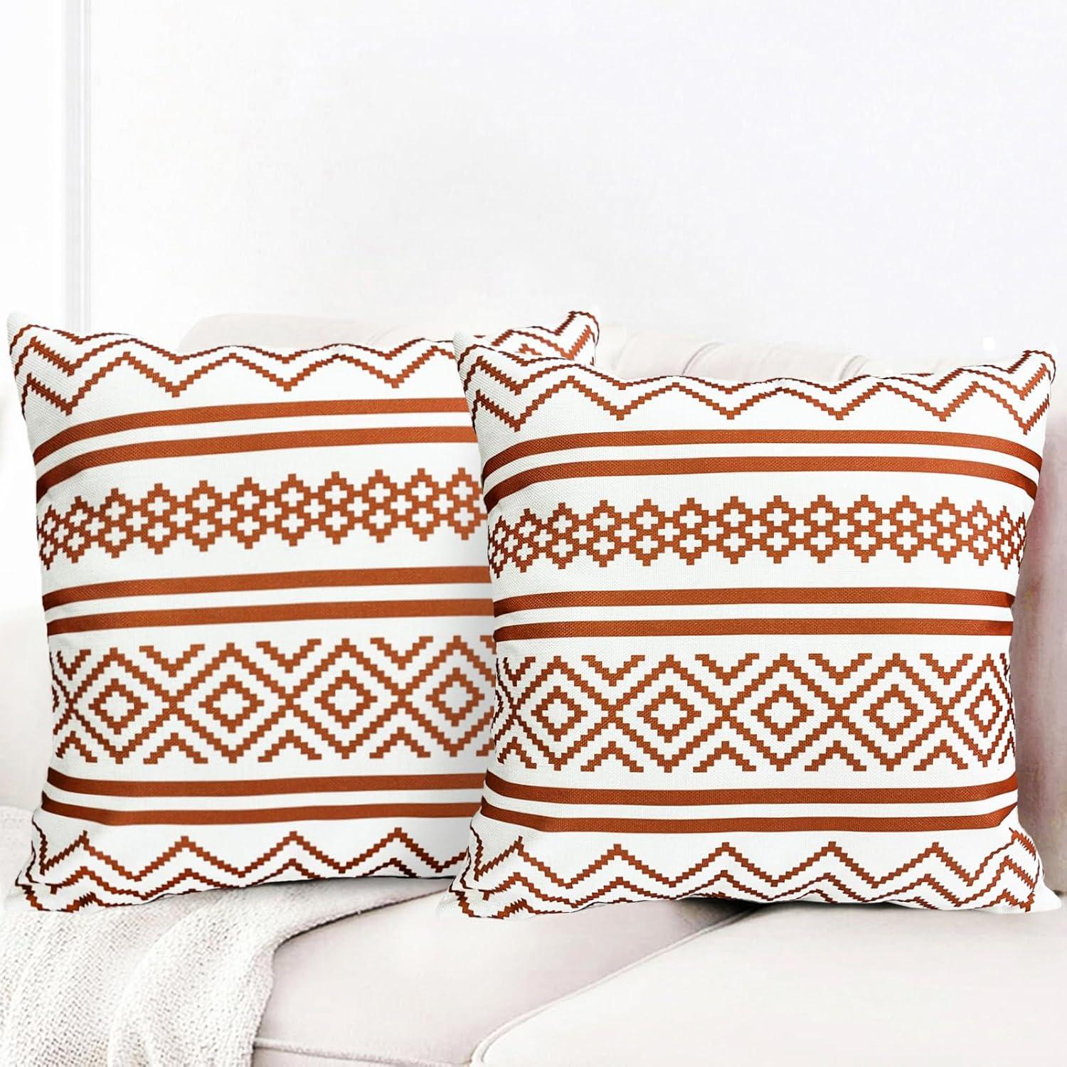 Decorative Throw Pillow Covers Set of 2 Coffee Pillow Covers 16x16 inch Throw Pillow Cases Linen Square Pillow Case,Farmhouse Outdoor Modern Boho Pillow Covers for Couch Sofa Living Room