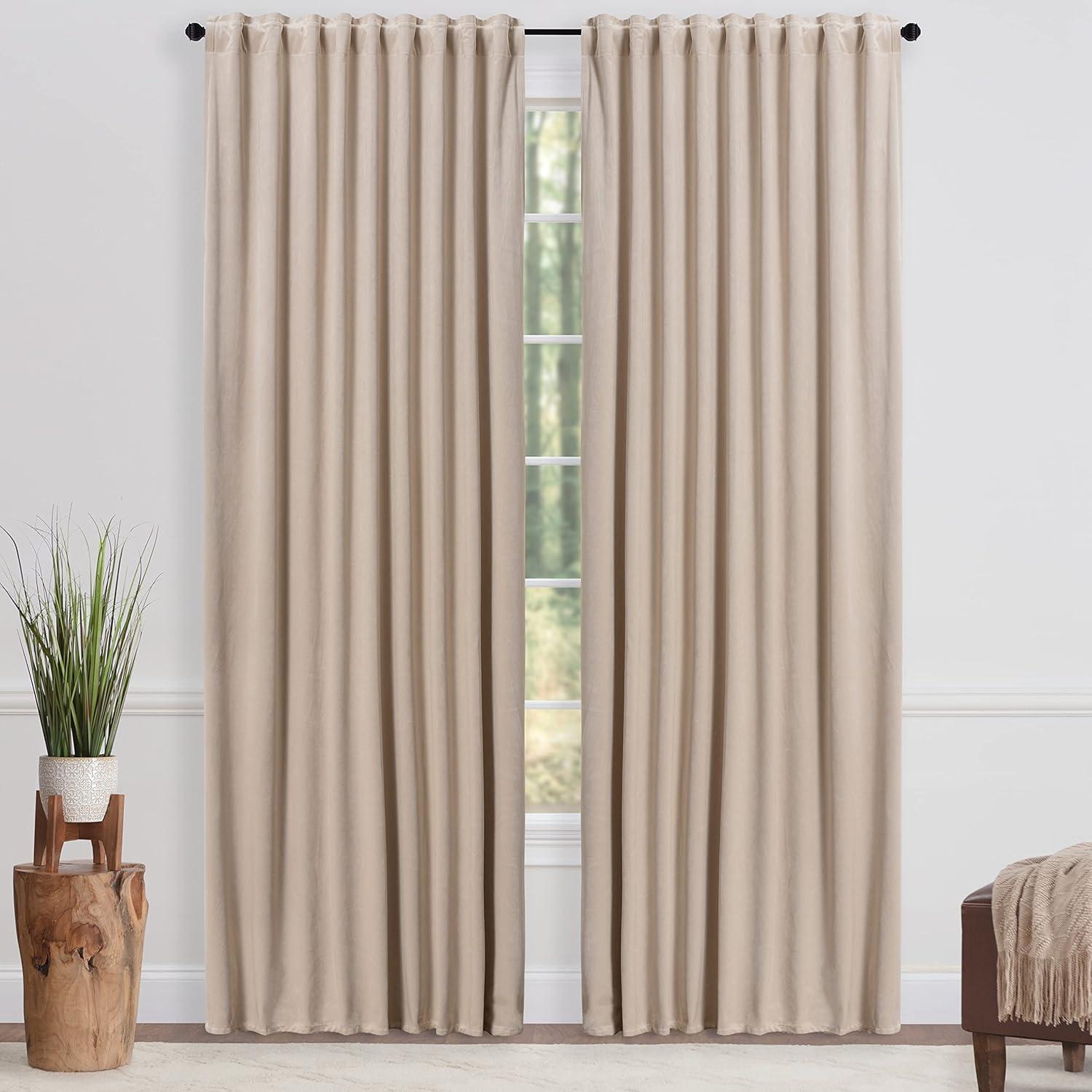 Chanasya 2pk Solid Velvet Room Darkening Blackout Privacy Window Curtain Panels - Set of 2