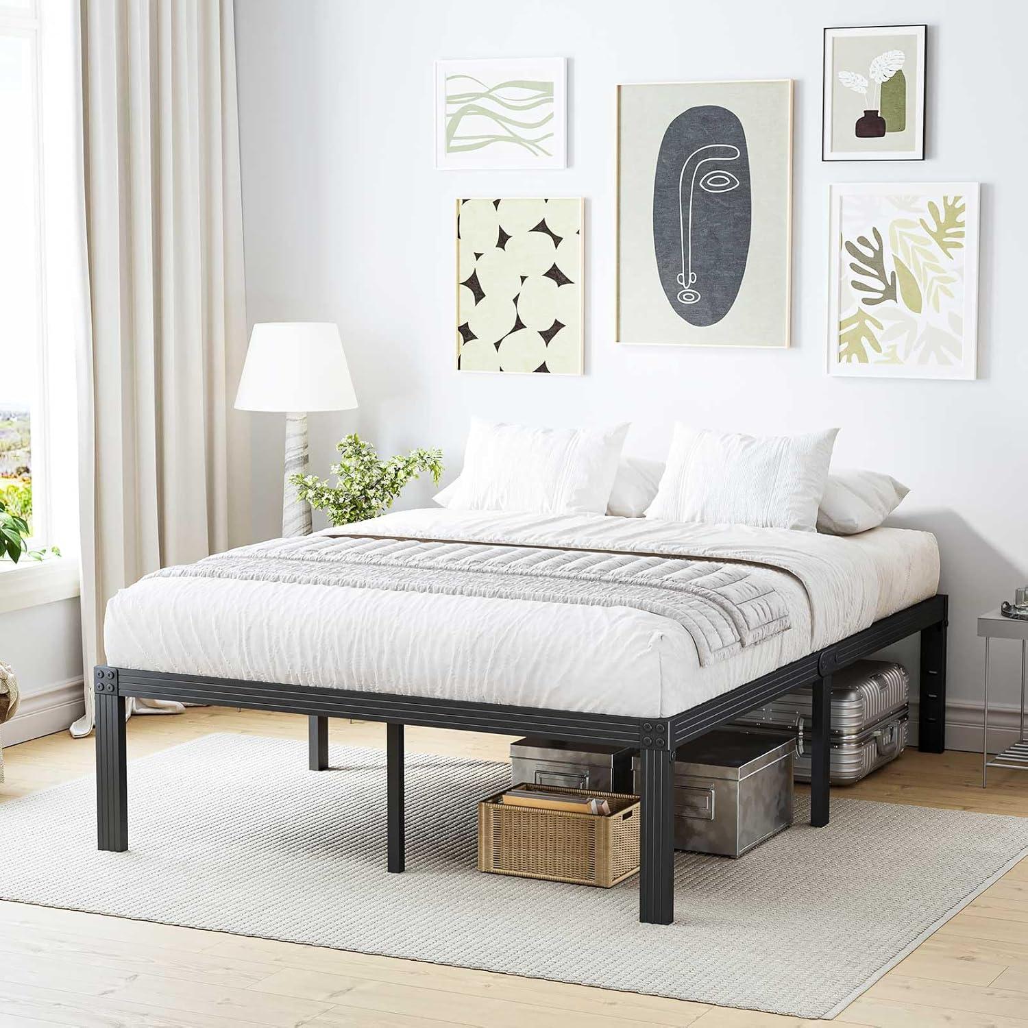 ULIESC 14" Heavy Duty Metal Platform Bed Frame, No Box Spring Needed, Queen Size