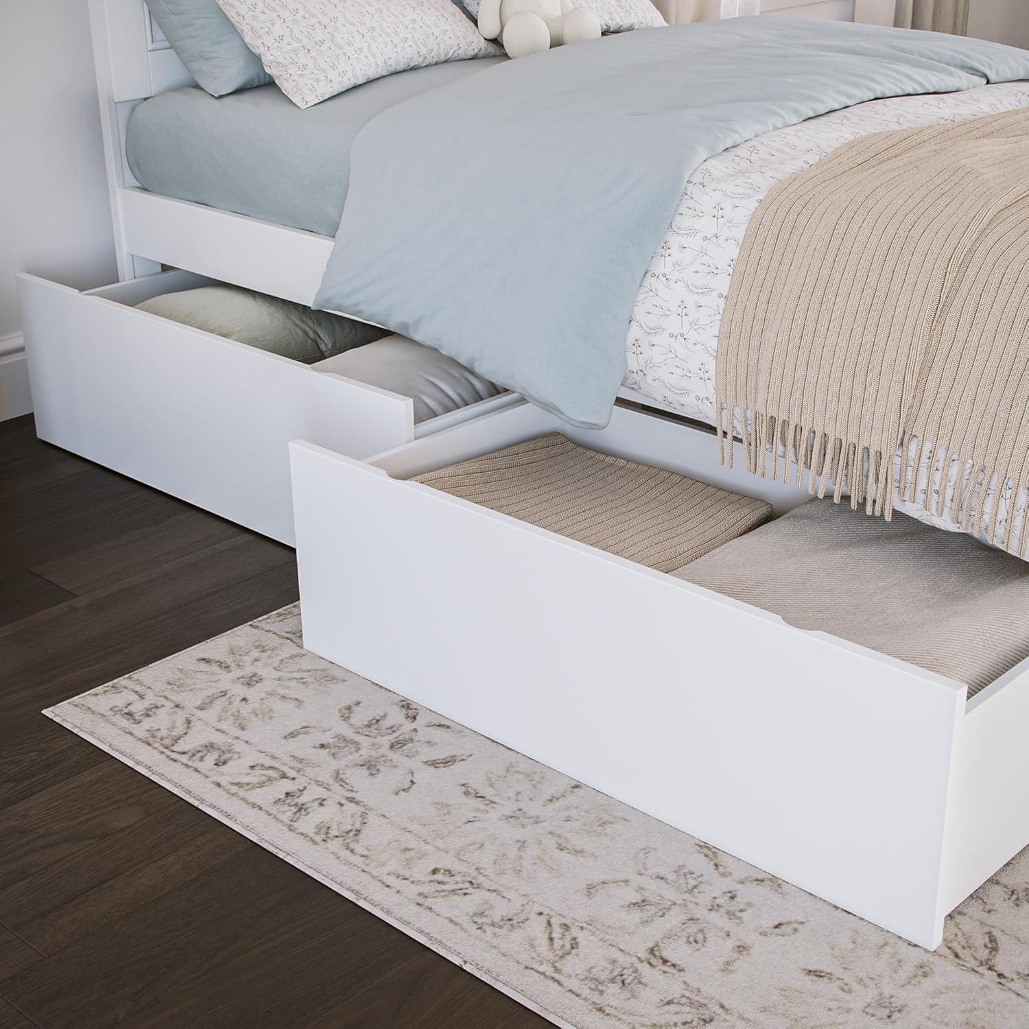AFI Canyon White Solid Wood Platform Bed with Matching Footboard & Storage Drawers, King