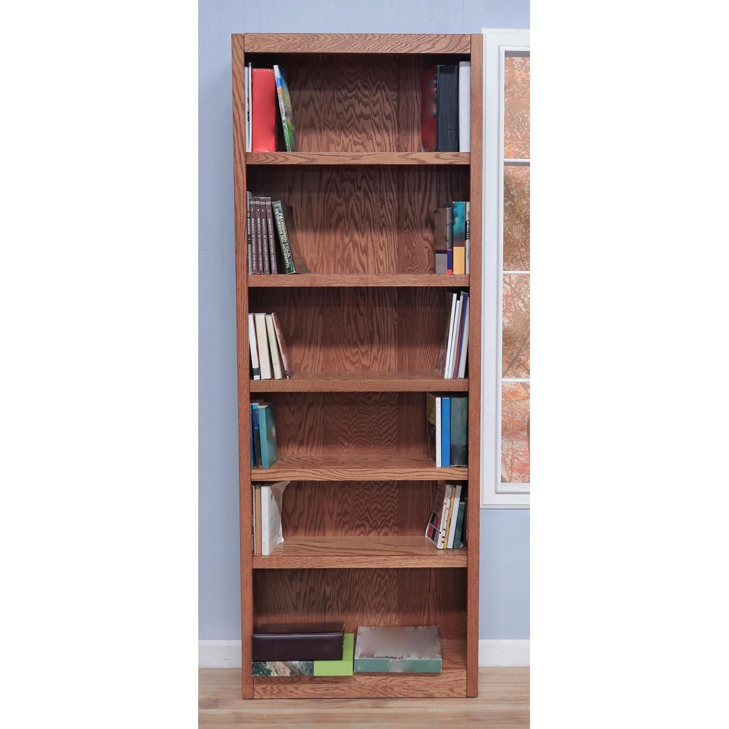 Concepts in Wood 6 Shelf Wood Bookcase, 84 inch Tall - Espresso Finish