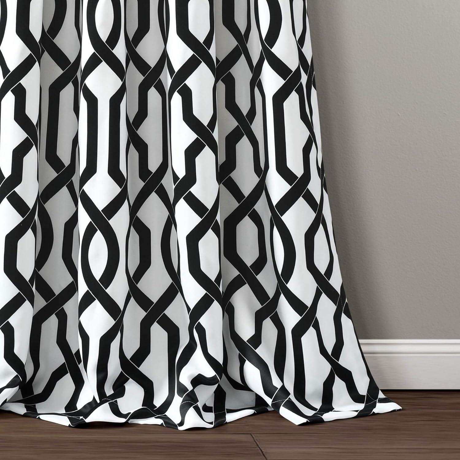 Lush Decor Edward Trellis Room Darkening 95" x 52" Trellis White Metal Grommets Pair Window Panel