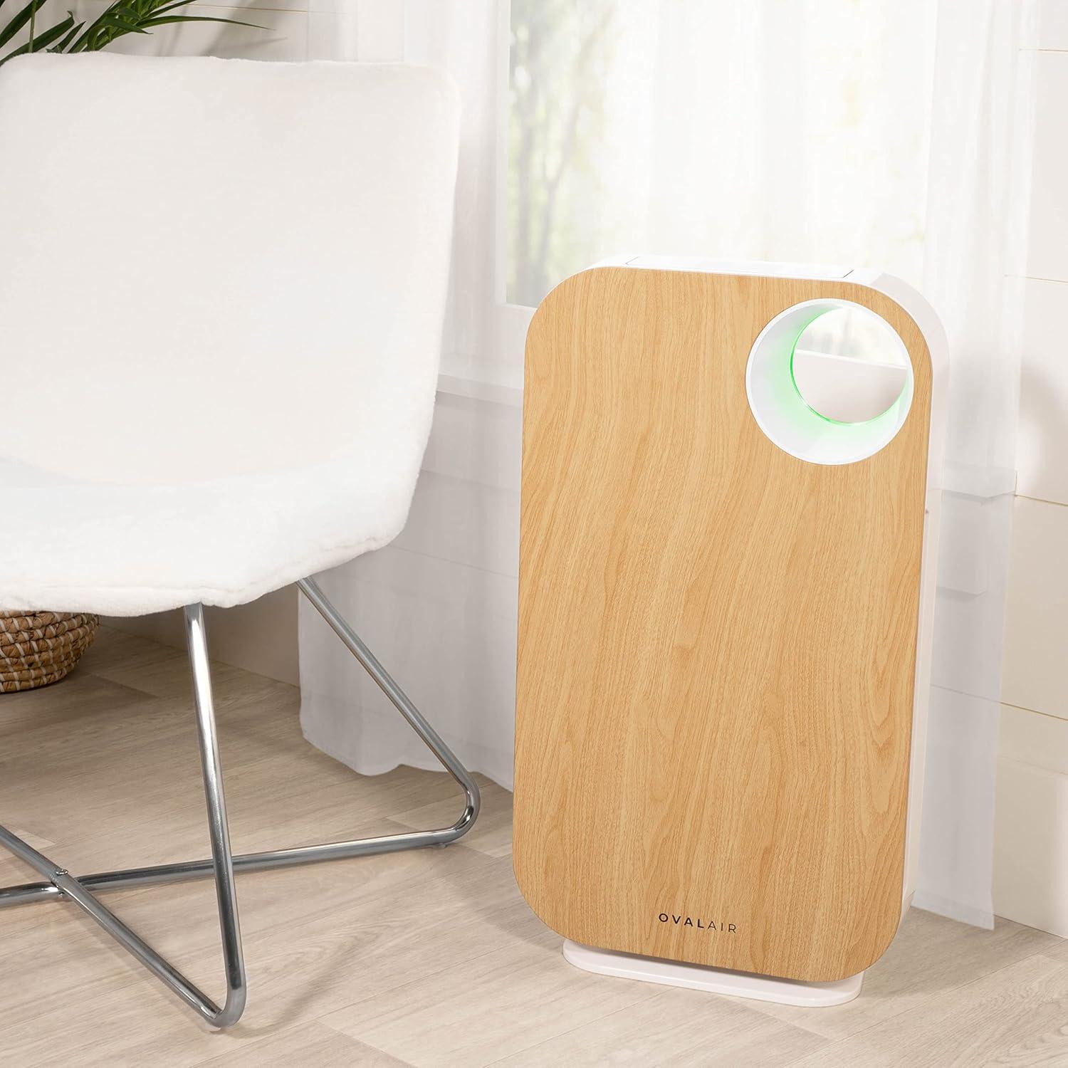 OVAL AIR OVAL AIR 3-Stage H13 True HEPA 5-in-1 Air Purifier reduces Allergies, Asthma, Pets, Odor, Smoke