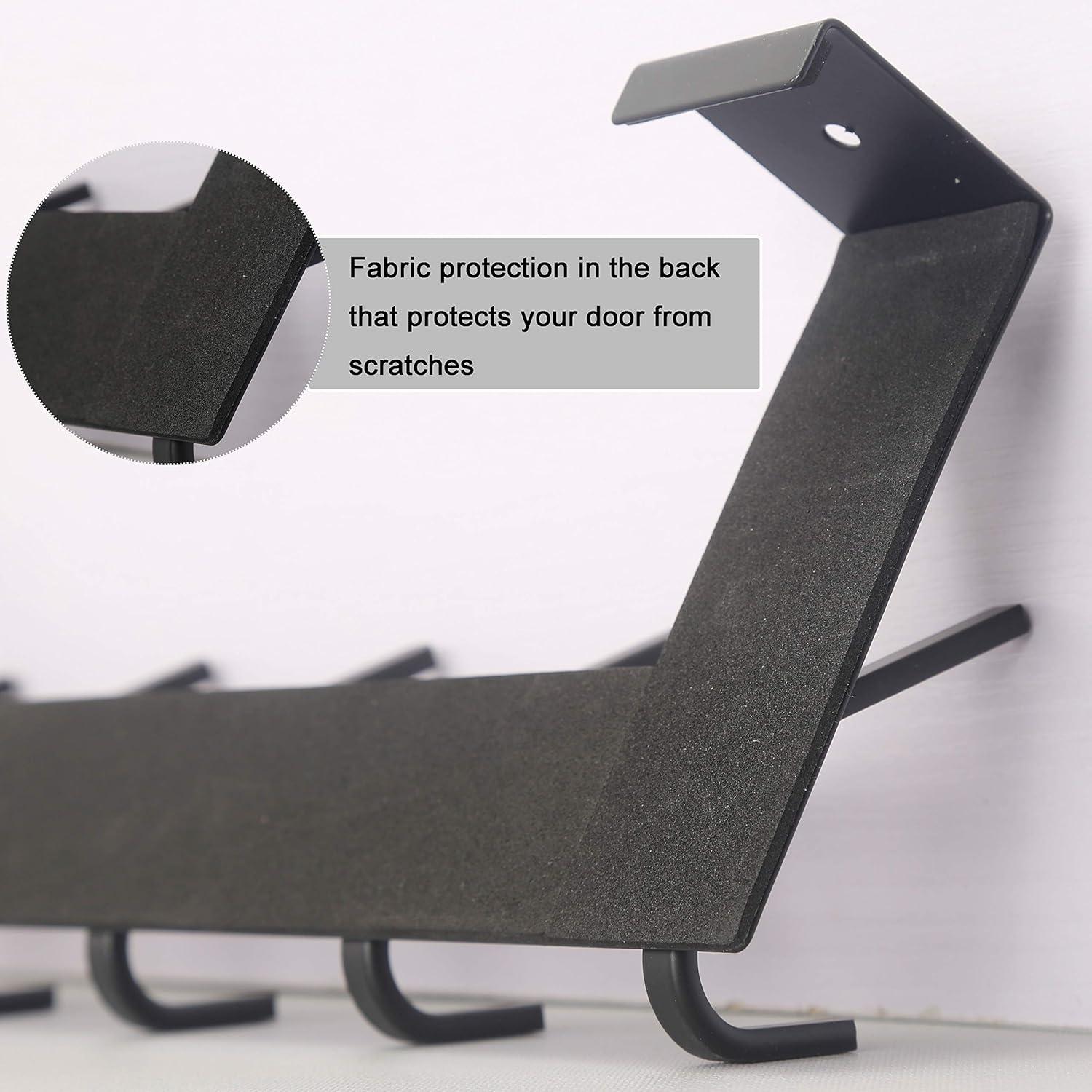 WEBI Over The Door Hooks Door Hanger,Over The Door Towel Rack with 6 Hooks for Hanging,Door Coat Towel Hanger Door Coat Rack,Black