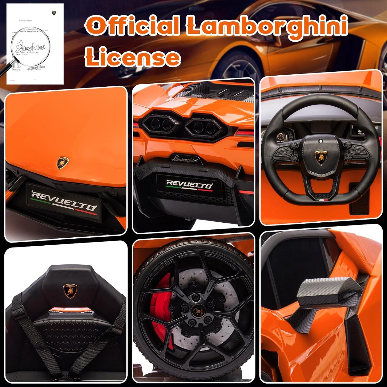 Hetoy 12V Kids Ride On Car, Licensed Lamborghini Revuelto Electric Car For Kids