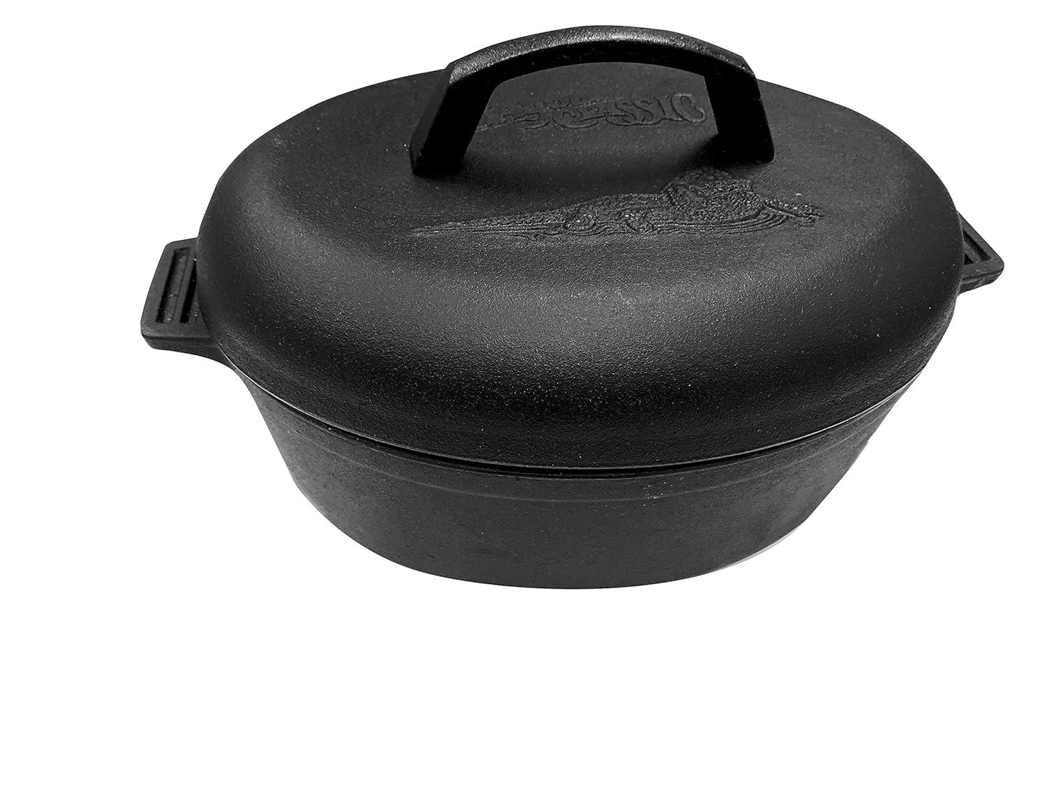 Bayou Classic 7415 6 Qt. Oval Cast Iron Roaster Pot with Lid and Handles