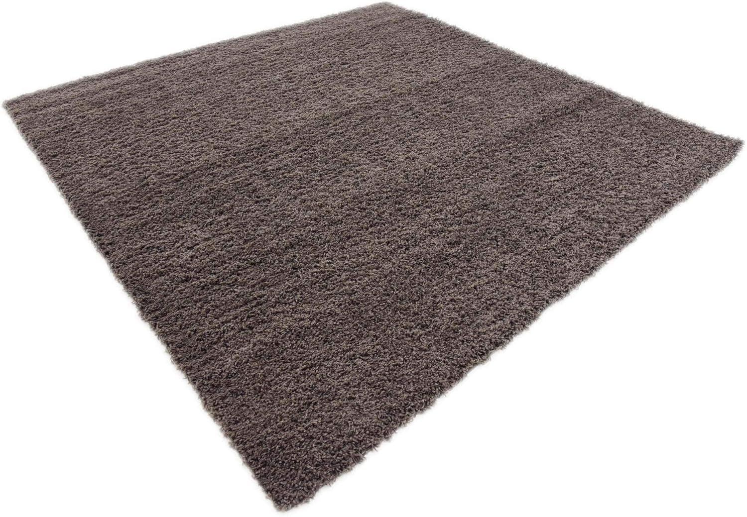 Unique Loom Solid Shag Collection Area Rug (8' Square Graphite Gray)