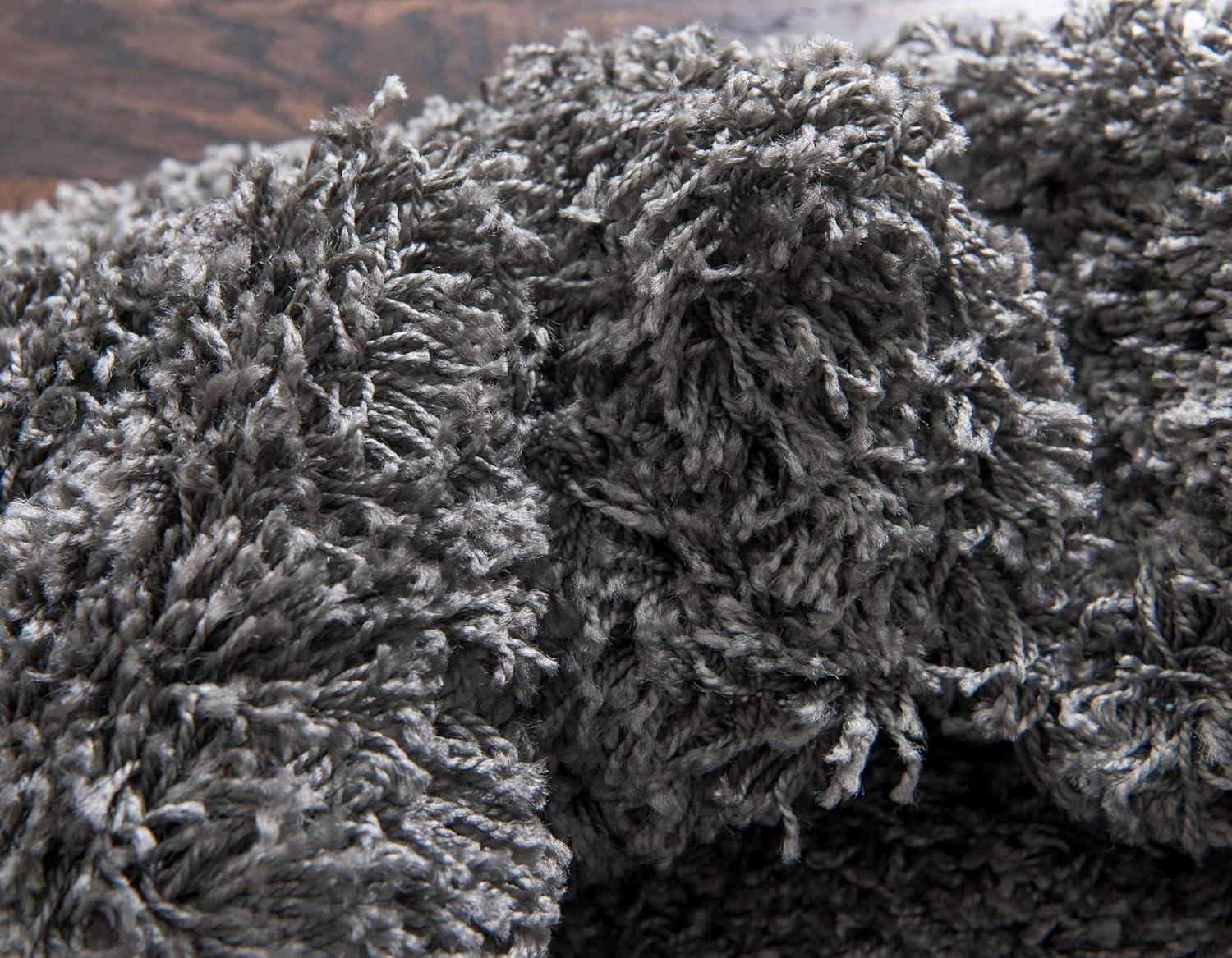 Unique Loom 6' 1 x 9' 0 Solid Shag Graphite Gray Area Rug