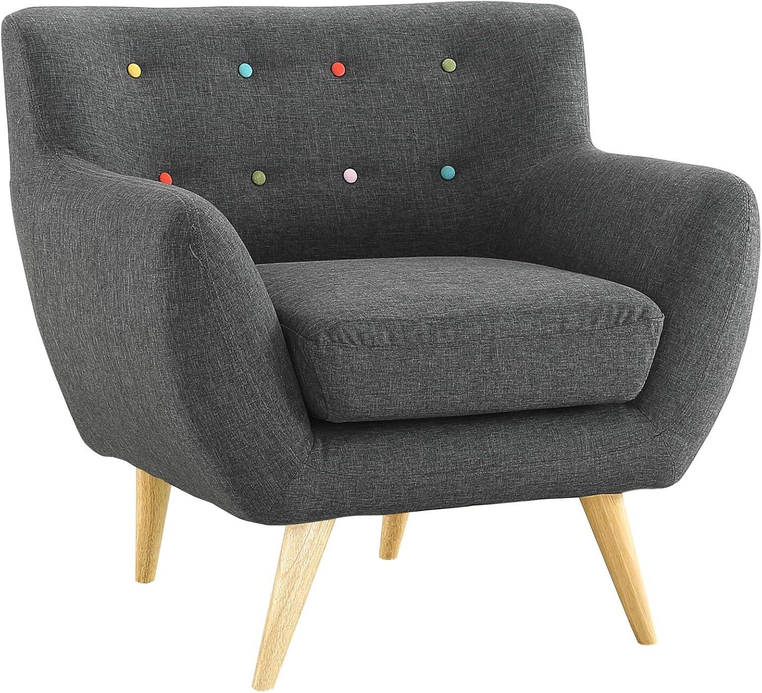 Gray Mid-Century Modern Upholstered Accent Chair with Wood Legs