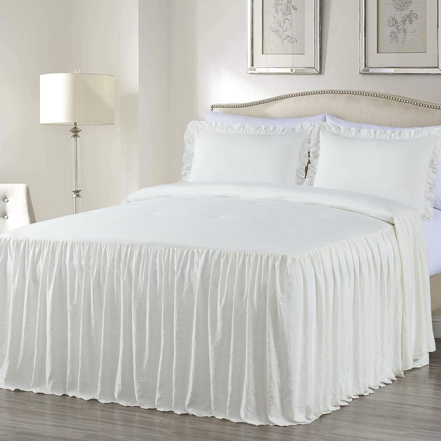 Chezmoi Collection Sinclair French Country Chic Ruffle Skirt Bedspread Set