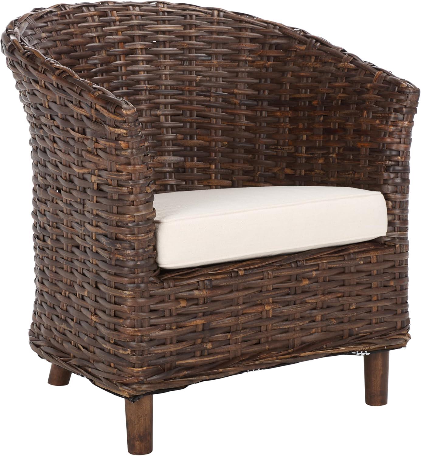 Omni Barrel Chair - FOX6501 - White/Brown - Safavieh